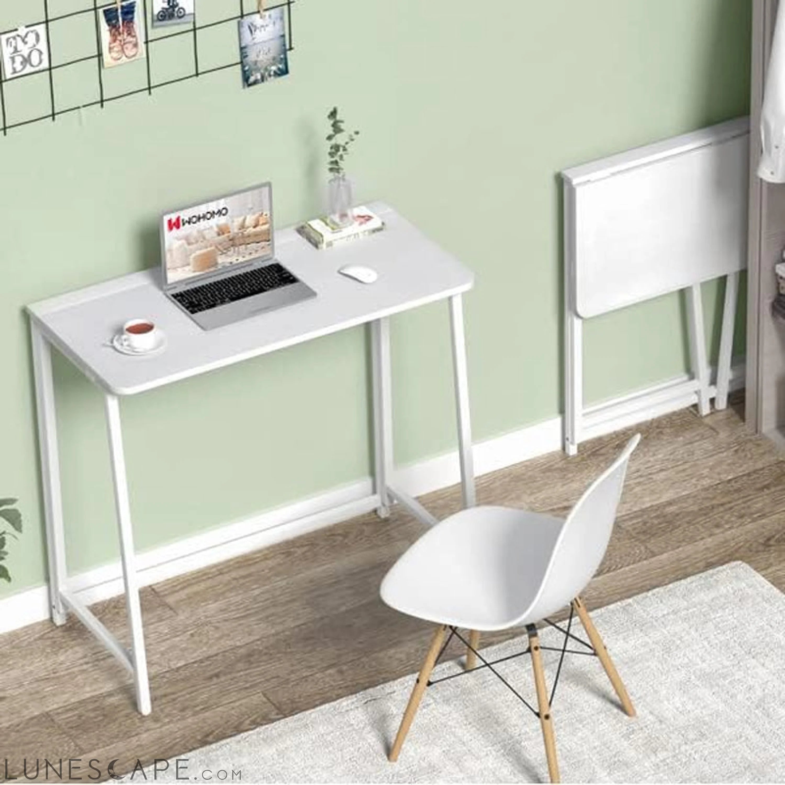 Folding Desk, 31.5" Small Desk for Small Spaces, Easy Assemble LUNESCAPE
