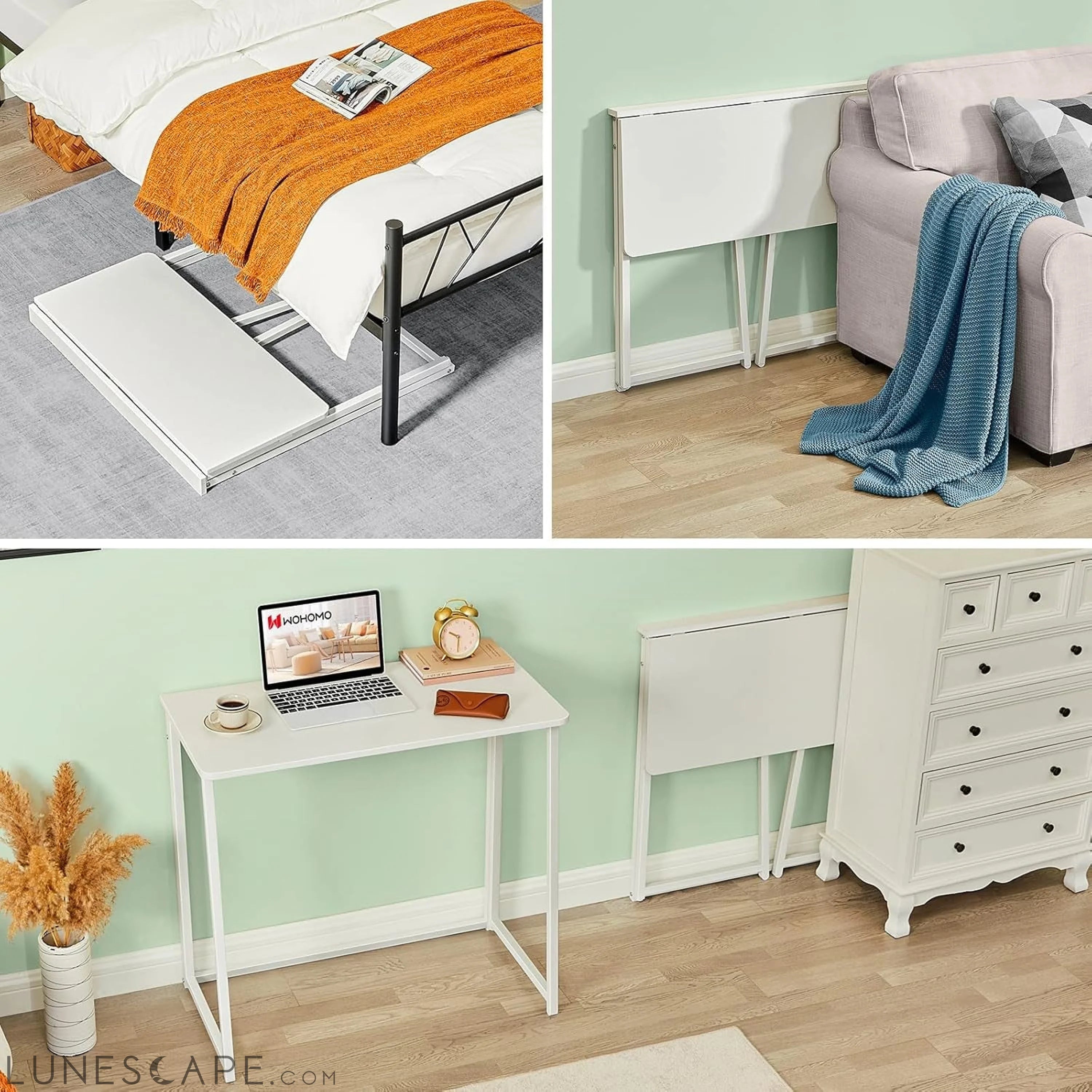 Folding Desk, 31.5" Small Desk for Small Spaces, Easy Assemble LUNESCAPE