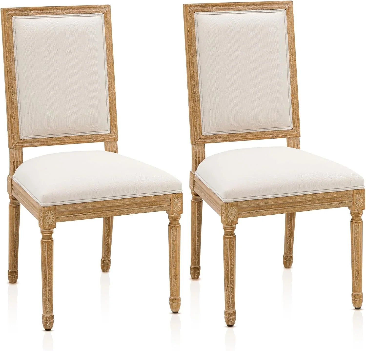 French Country Dining Chairs Set of 2, Upholstered Dining Room Chairs LUNESCAPE