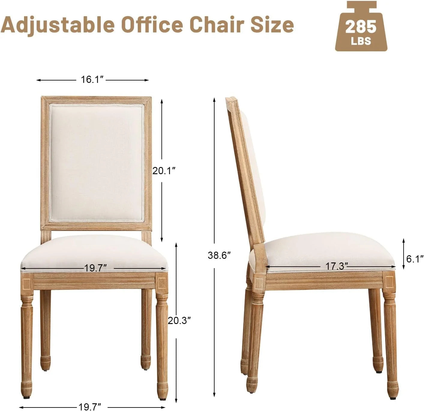 French Country Dining Chairs Set of 2, Upholstered Dining Room Chairs LUNESCAPE