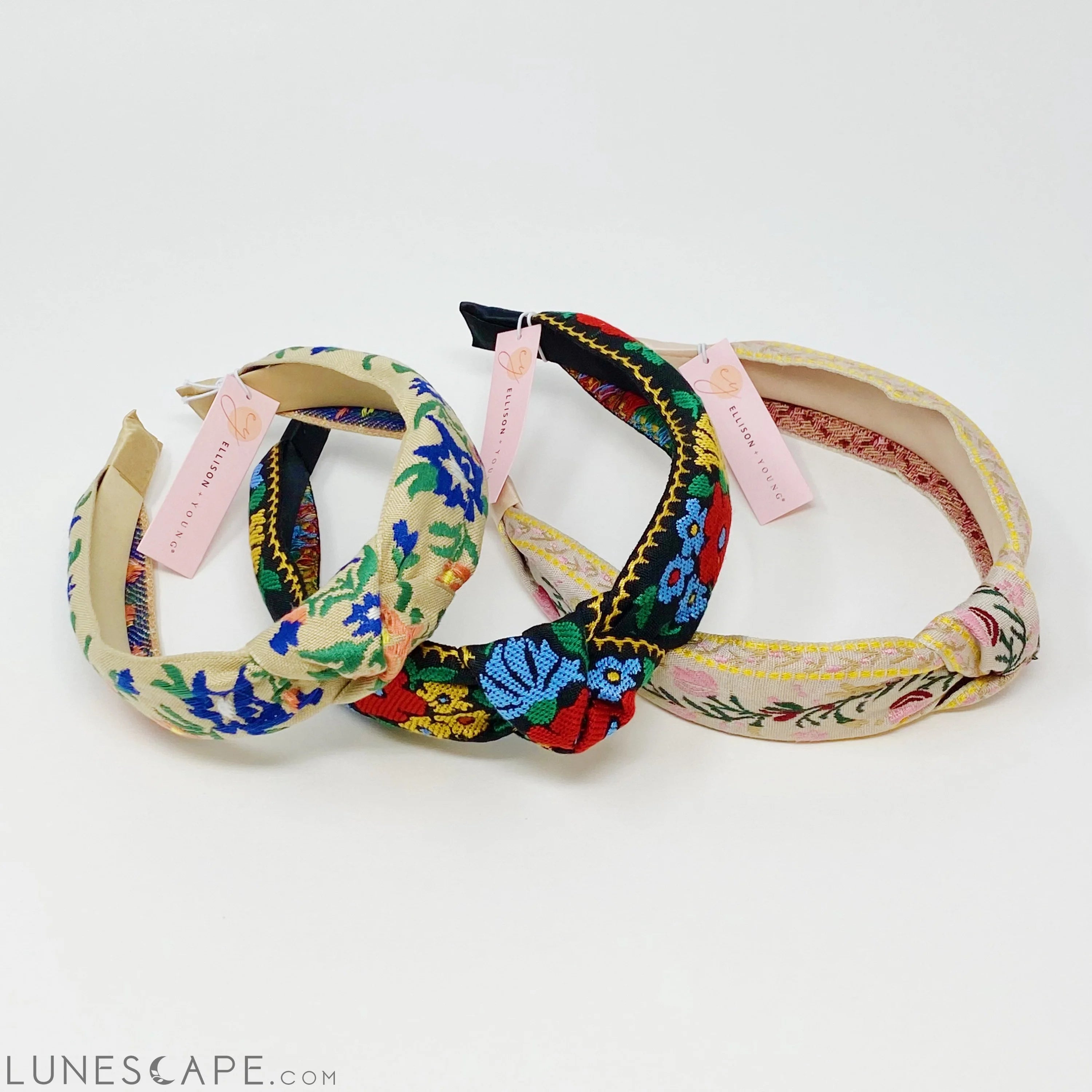 French Floral Embroidered Headband LUNESCAPE