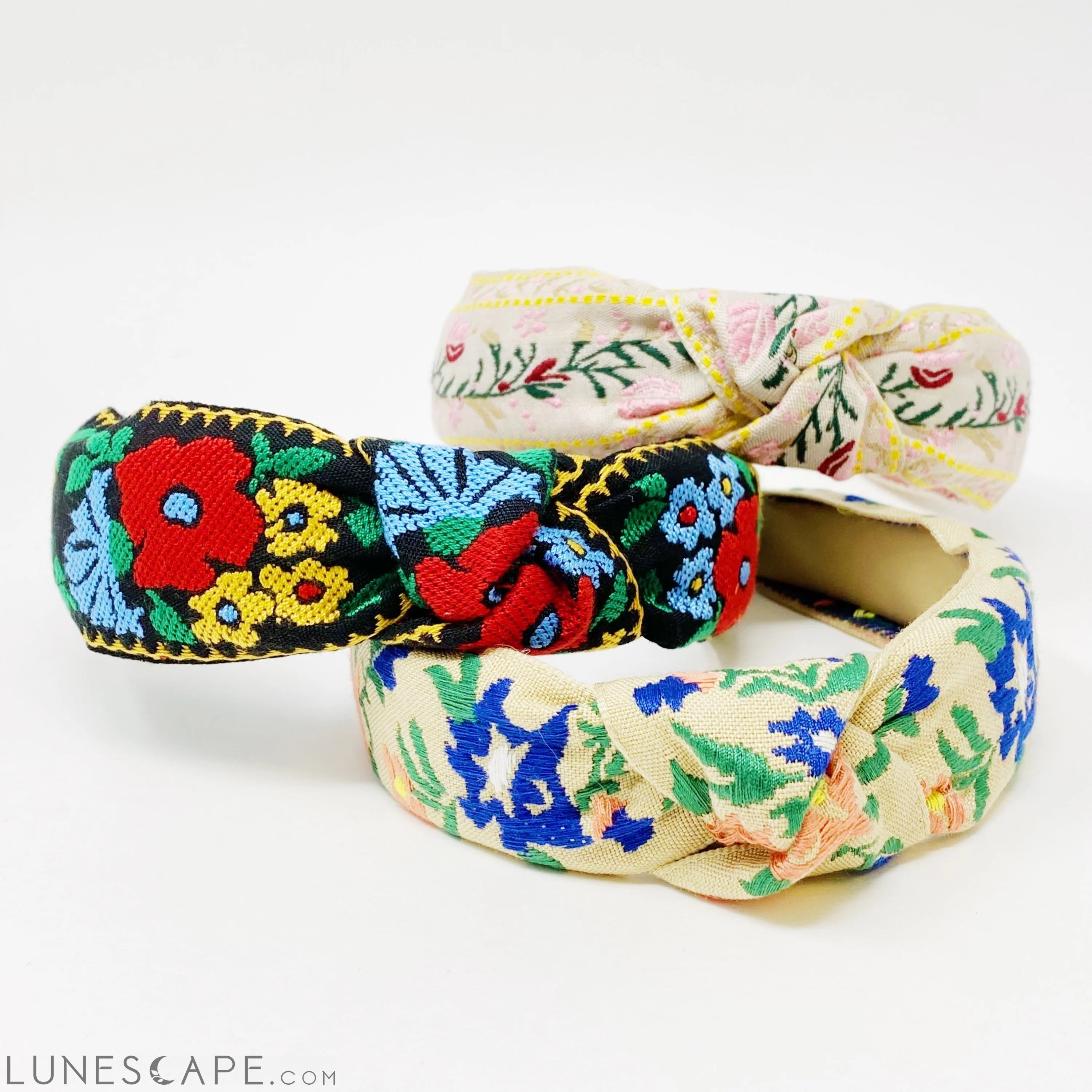 French Floral Embroidered Headband LUNESCAPE