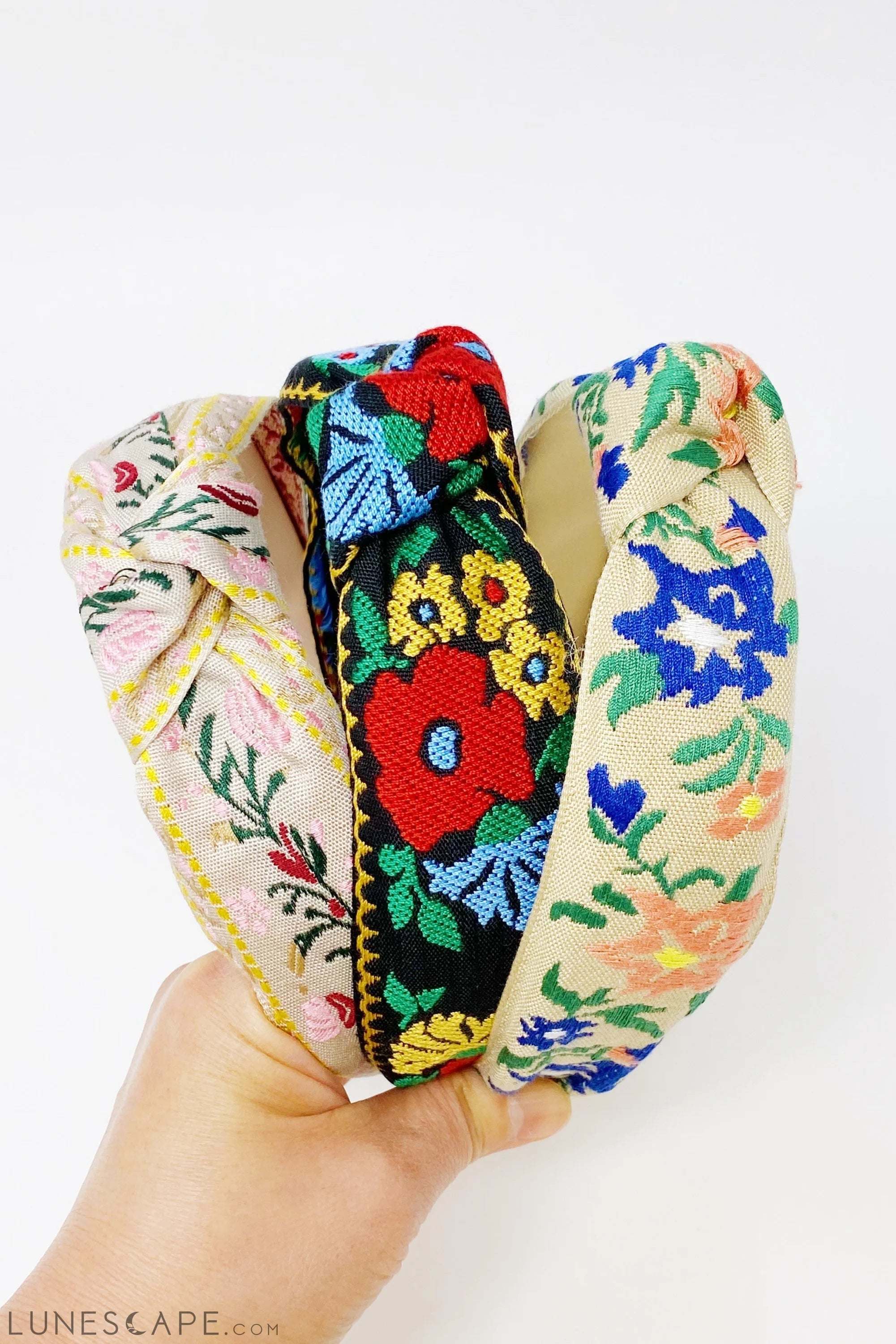 French Floral Embroidered Headband LUNESCAPE