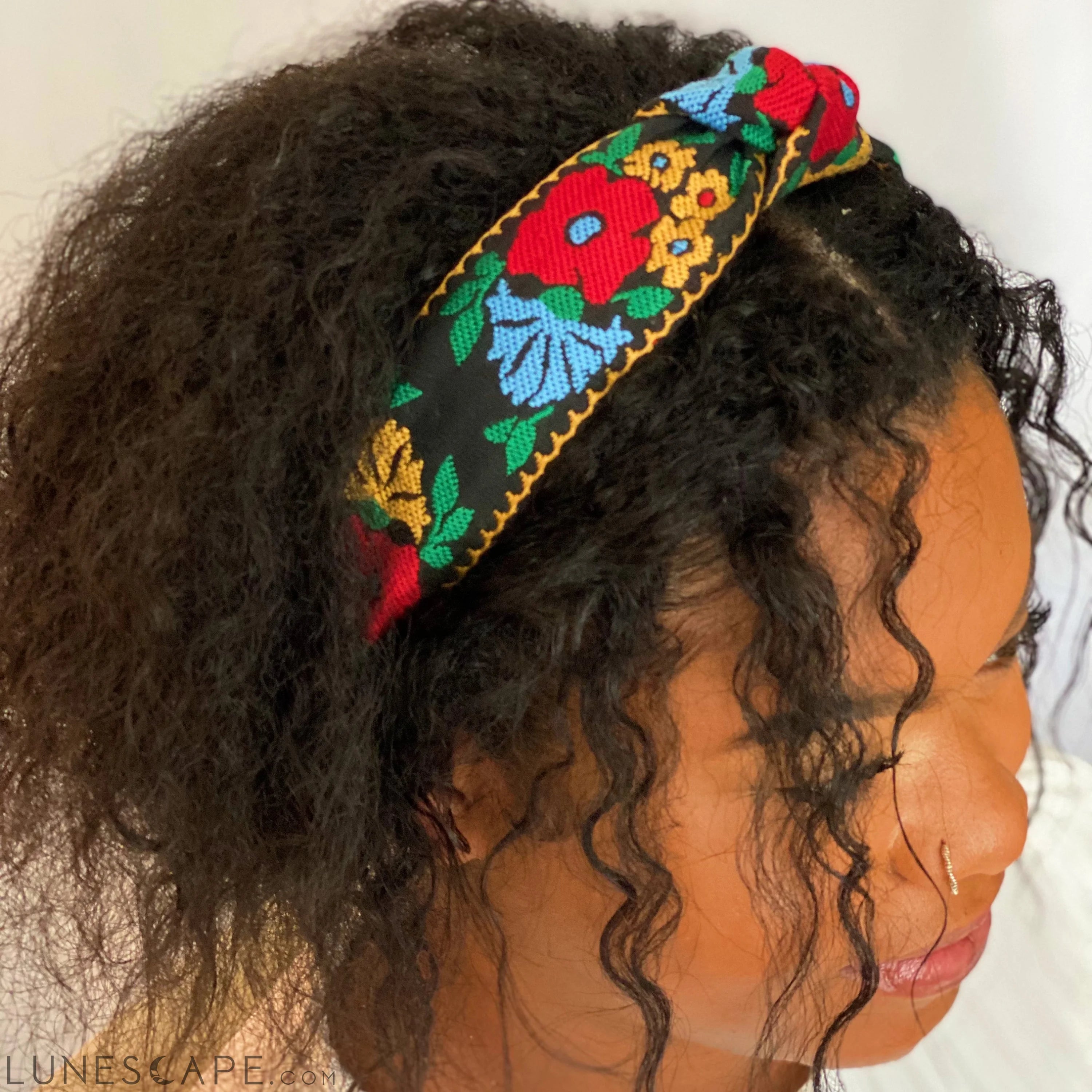 French Floral Embroidered Headband LUNESCAPE