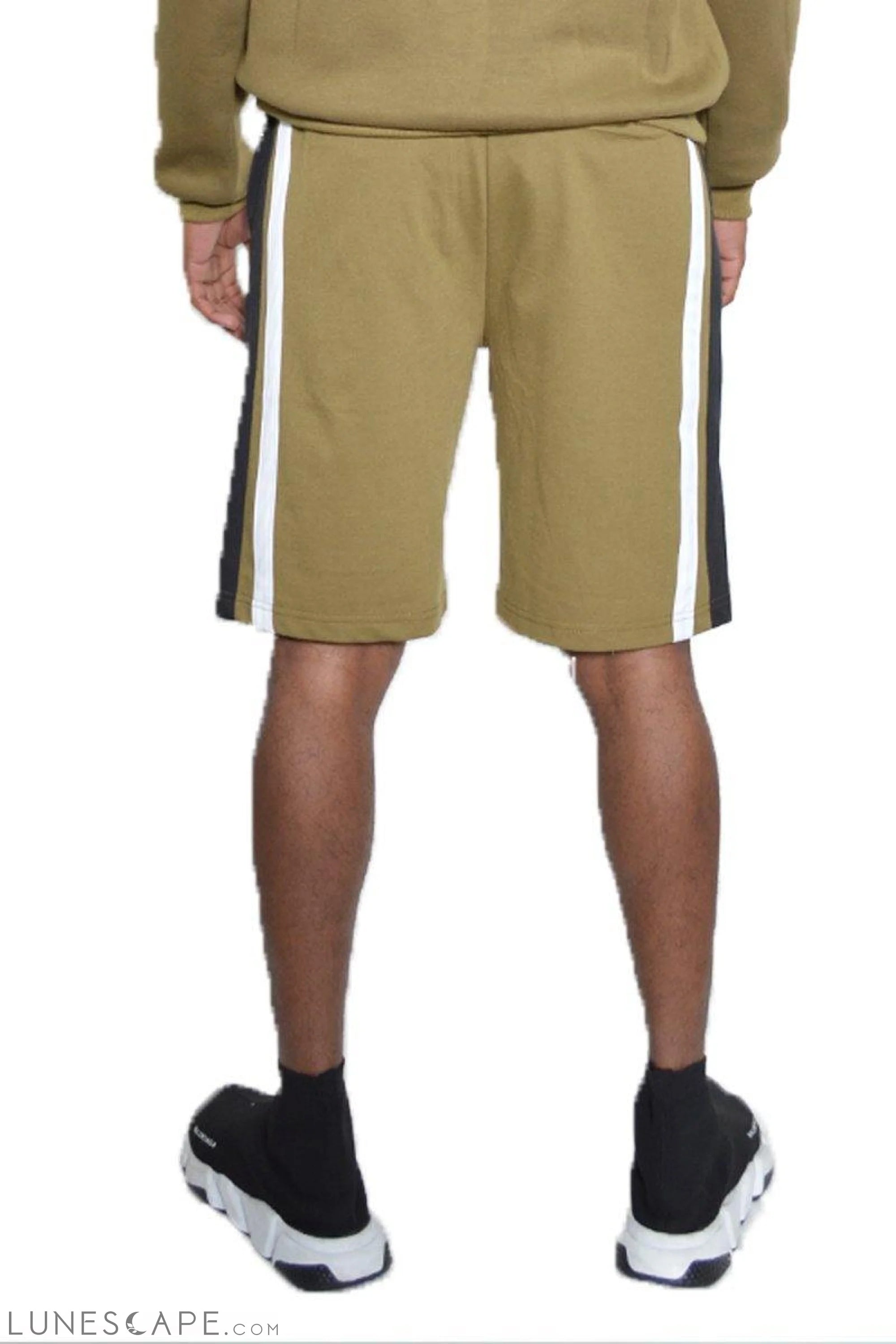 FRENCH TERRY STRIPE SHORTS - OLIVE LUNESCAPE