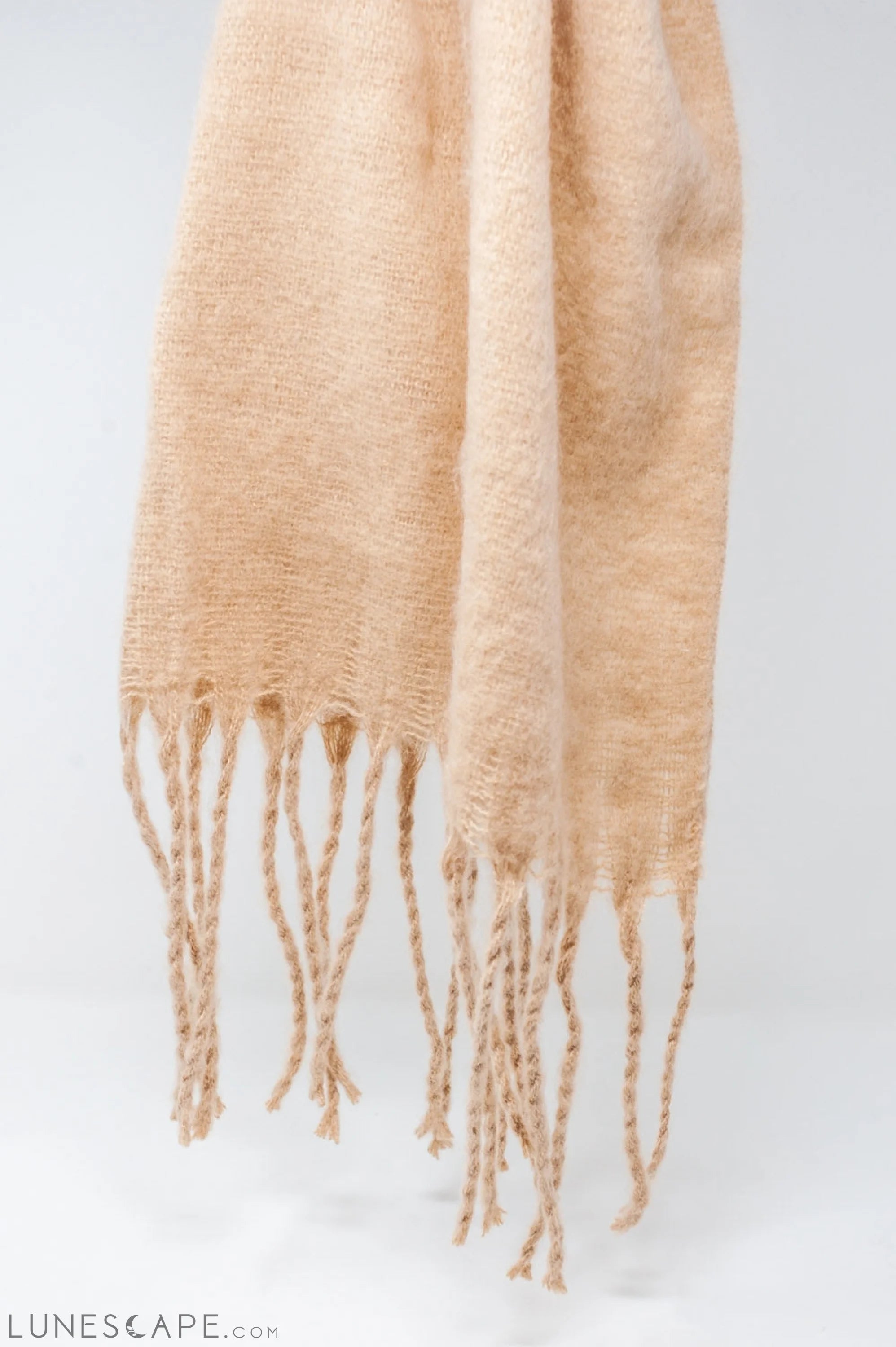 Fringed Striped Scarf in Beige LUNESCAPE