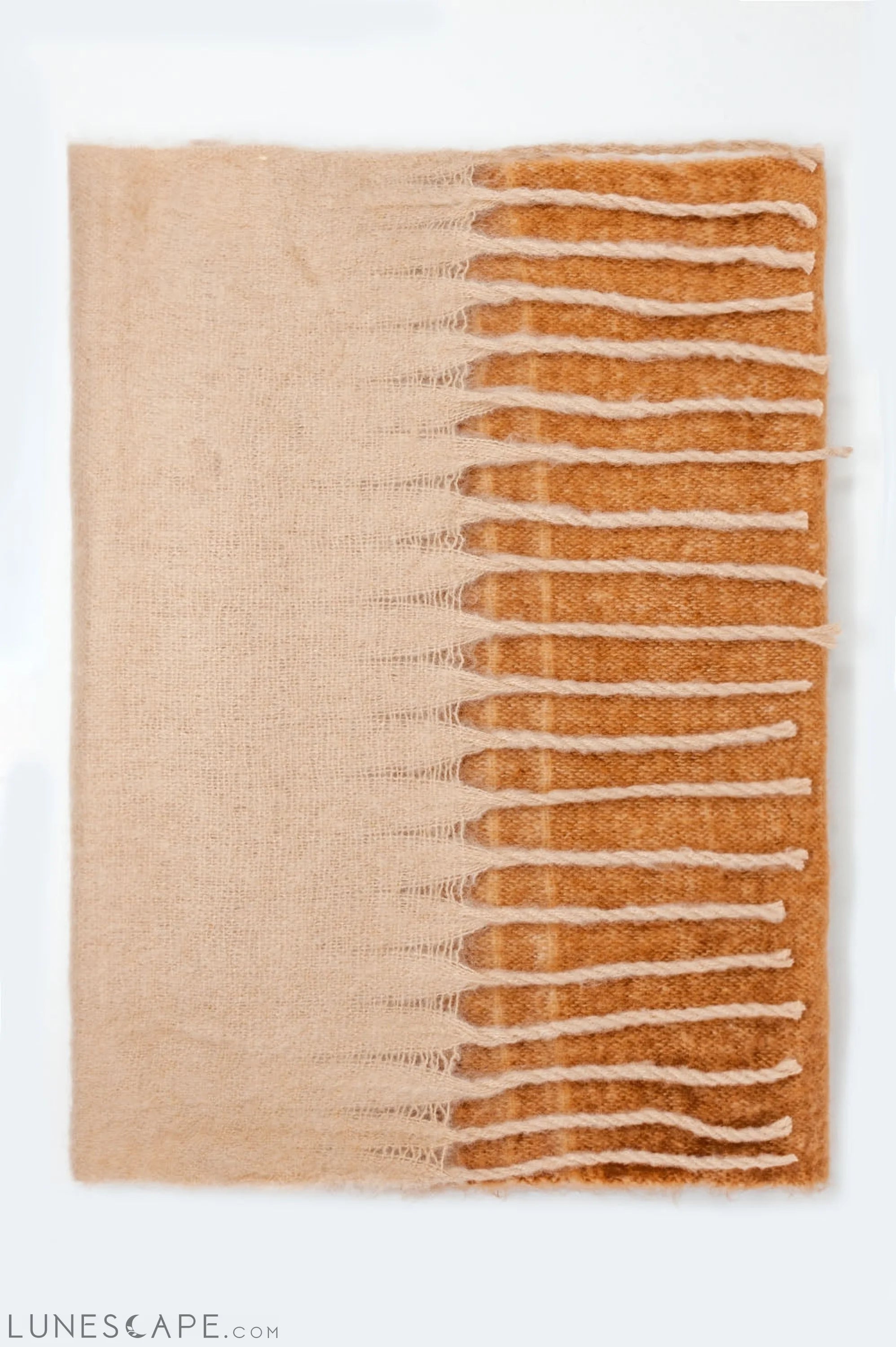 Fringed Striped Scarf in Beige LUNESCAPE