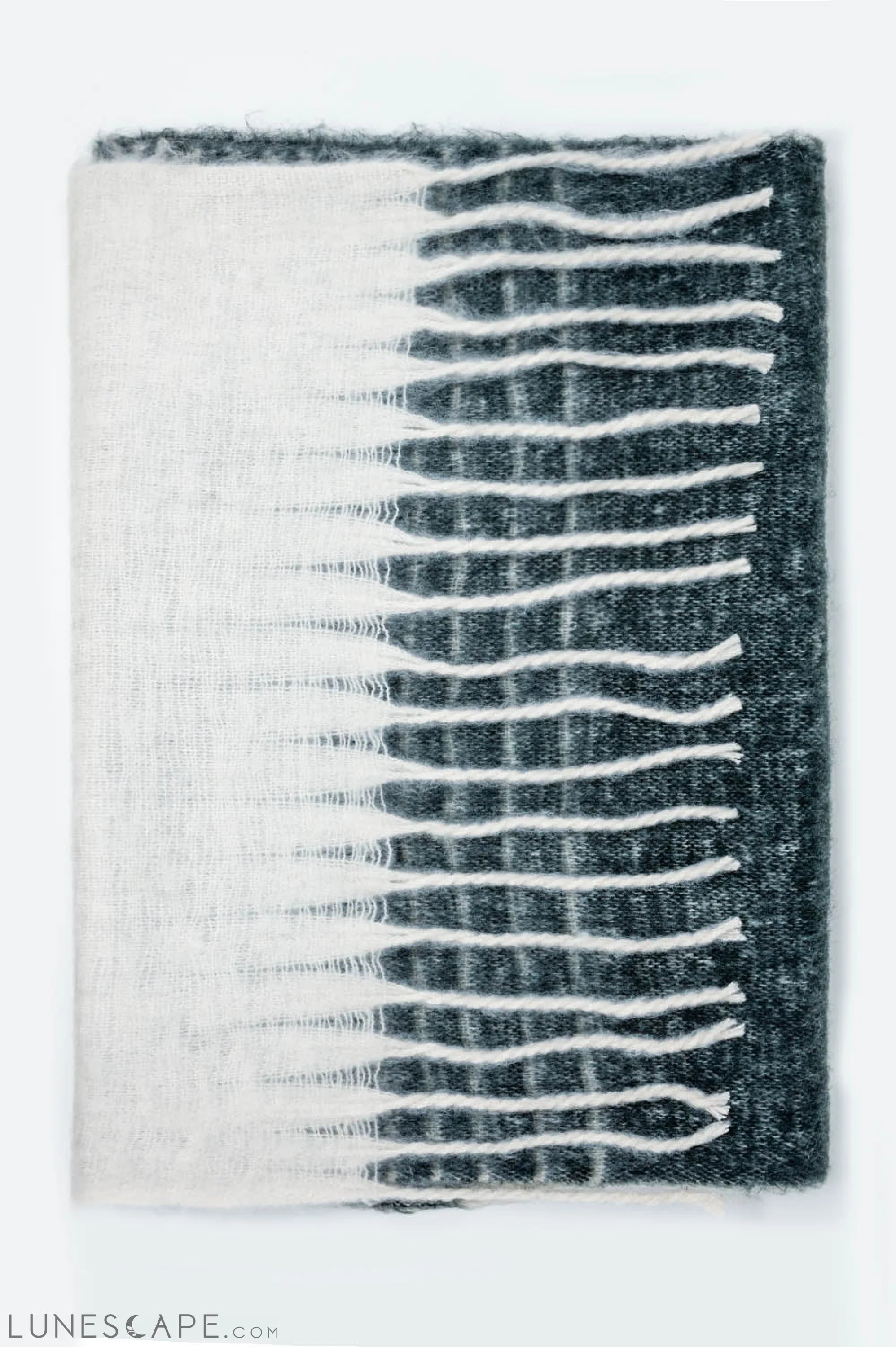 Fringed Striped Scarf in Black LUNESCAPE