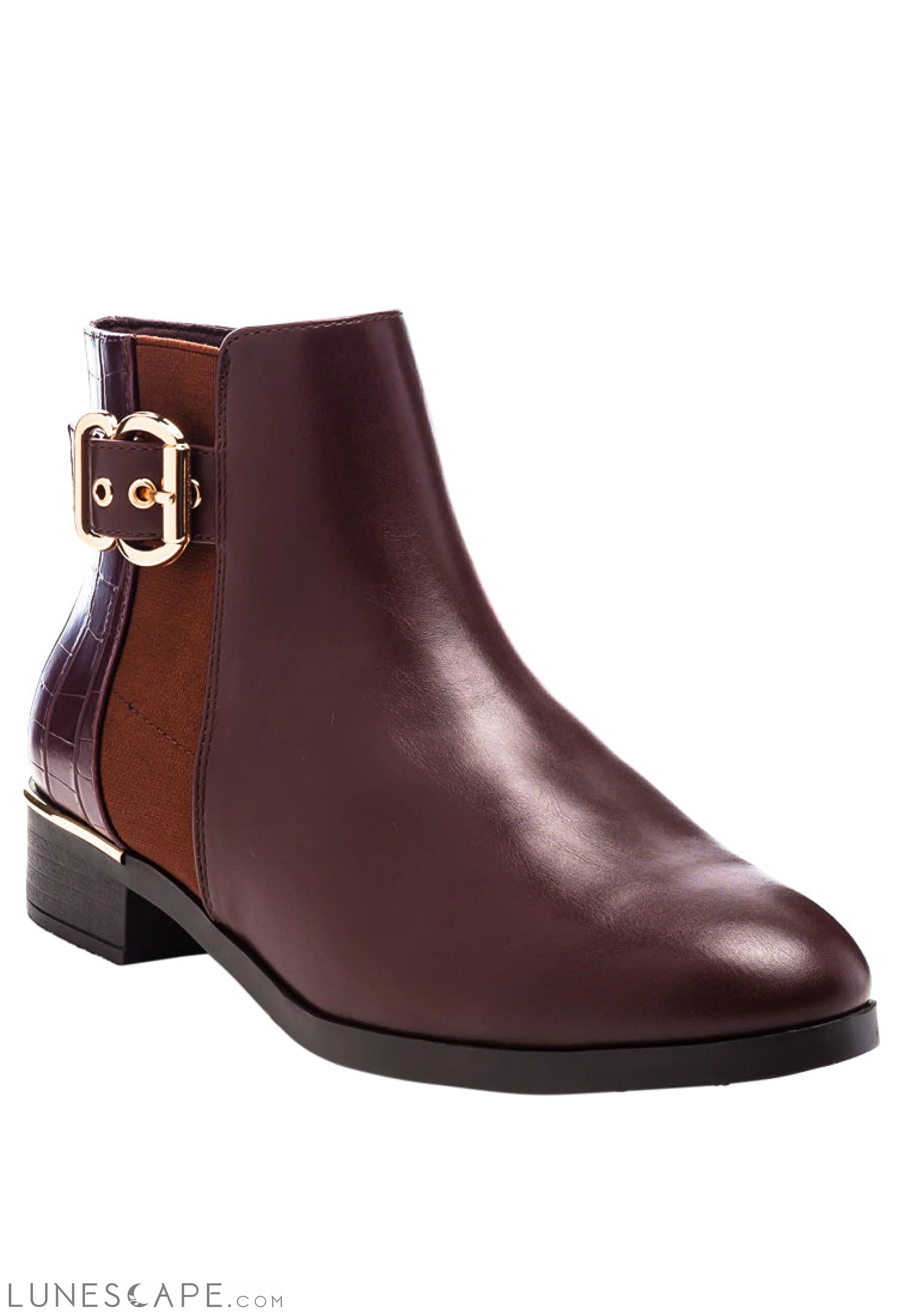 Frothy Buckled Lace-Up Ankle Boots With Croc Detail LUNESCAPE