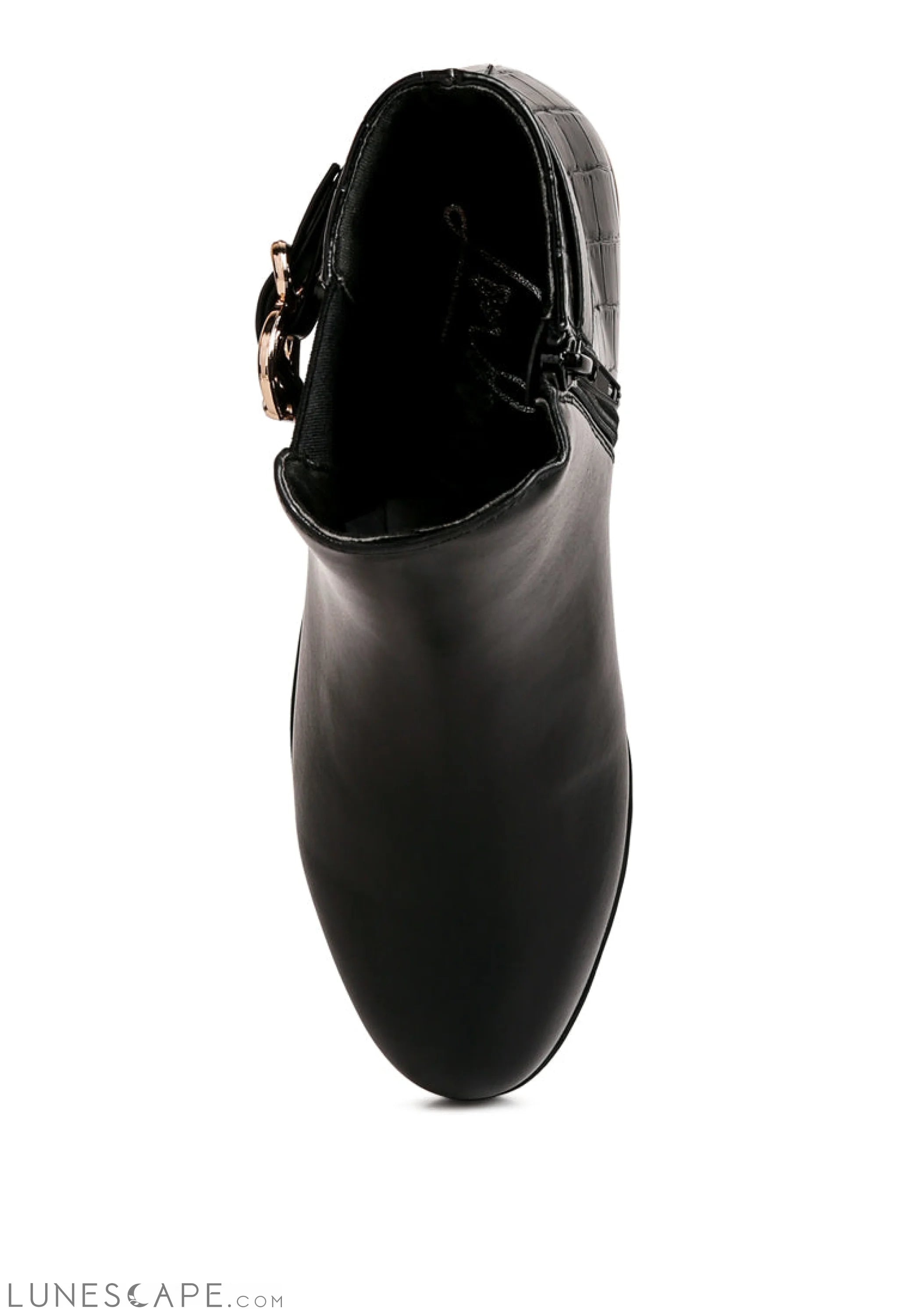 Frothy Buckled Lace-Up Ankle Boots With Croc Detail LUNESCAPE