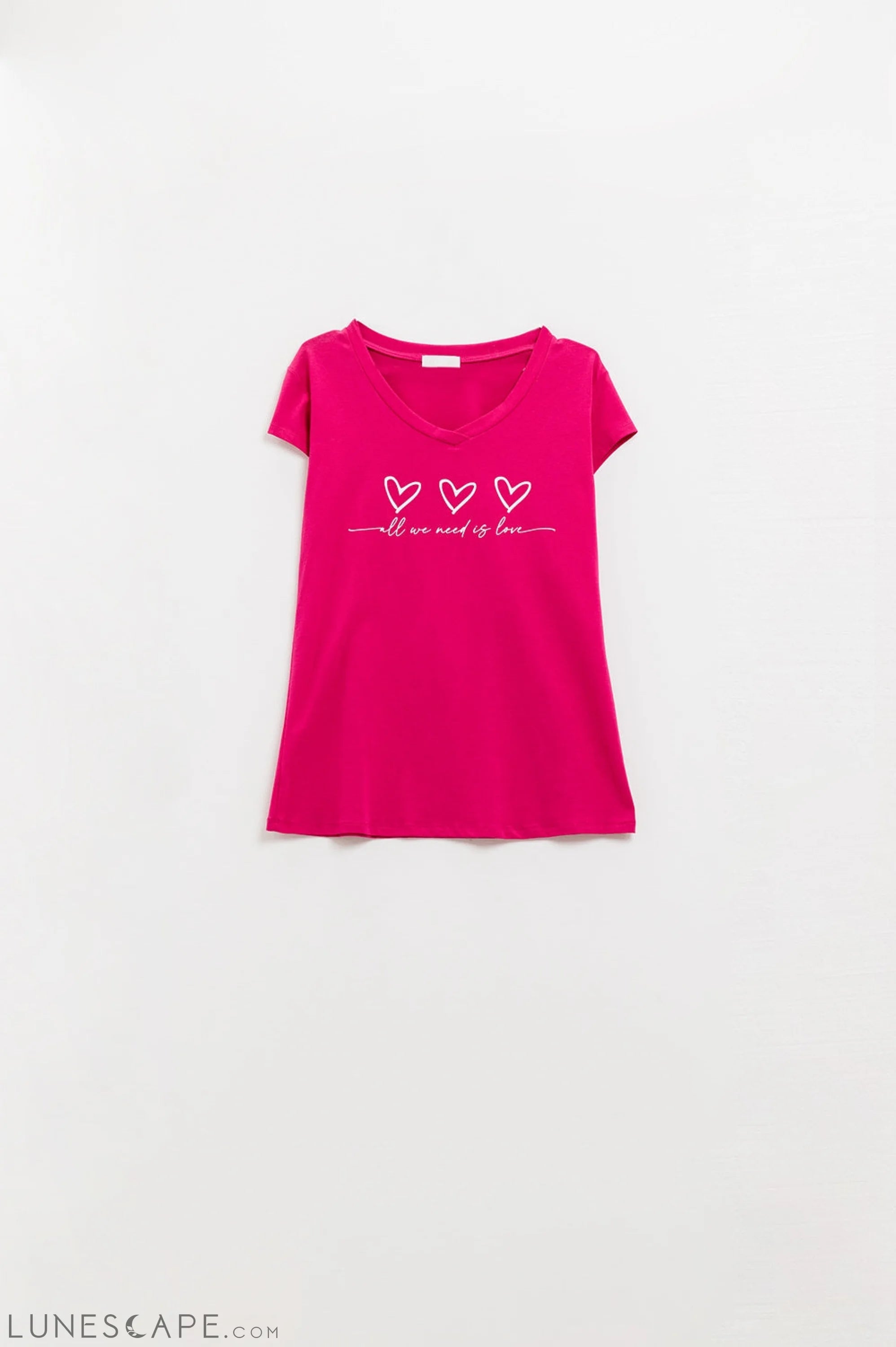 Fucsia T-Shirt With All We Need Is Love LUNESCAPE