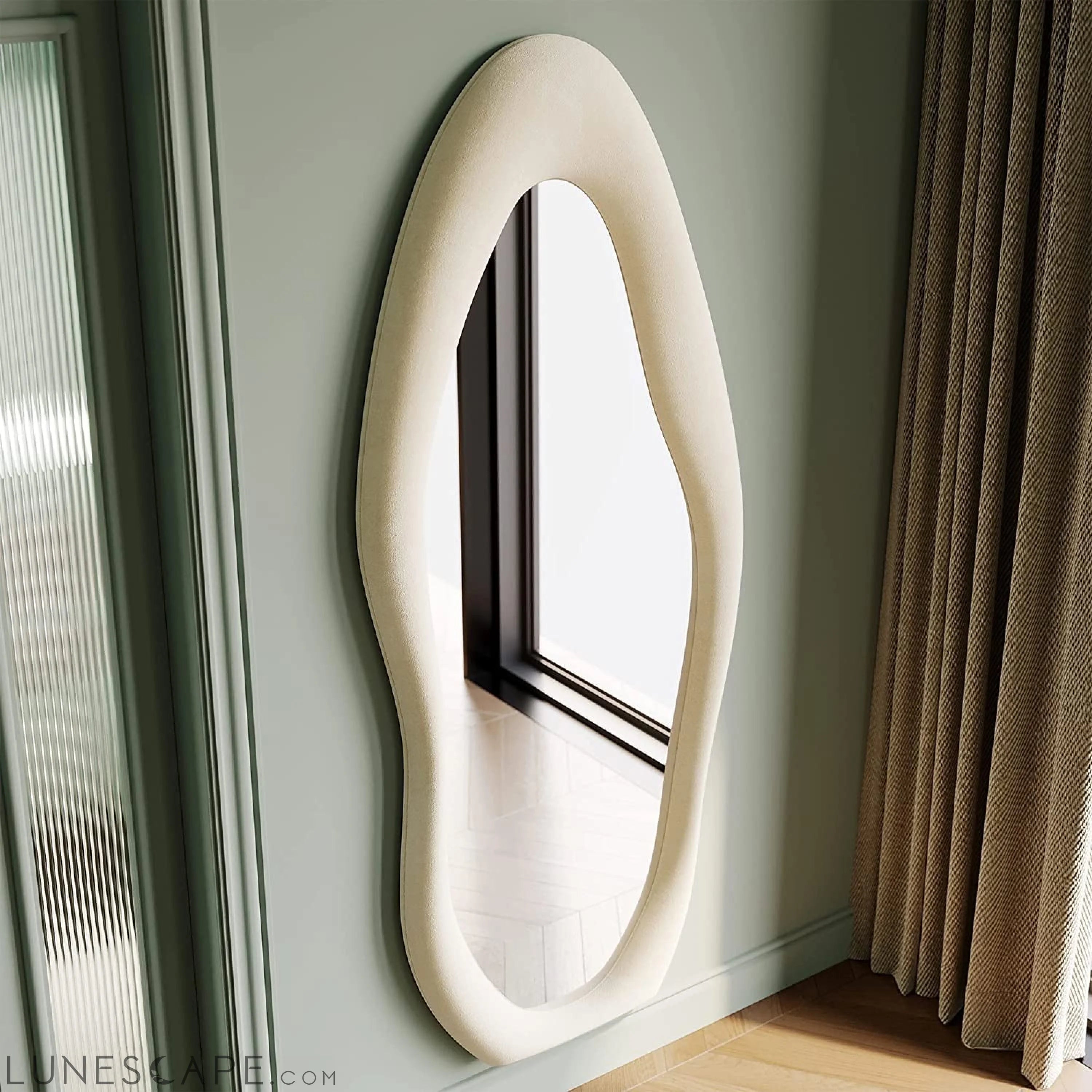 Full Length Mirror, 63 X 24 Wall Mirror, Flannel Wrapped Wooden Frame LUNESCAPE