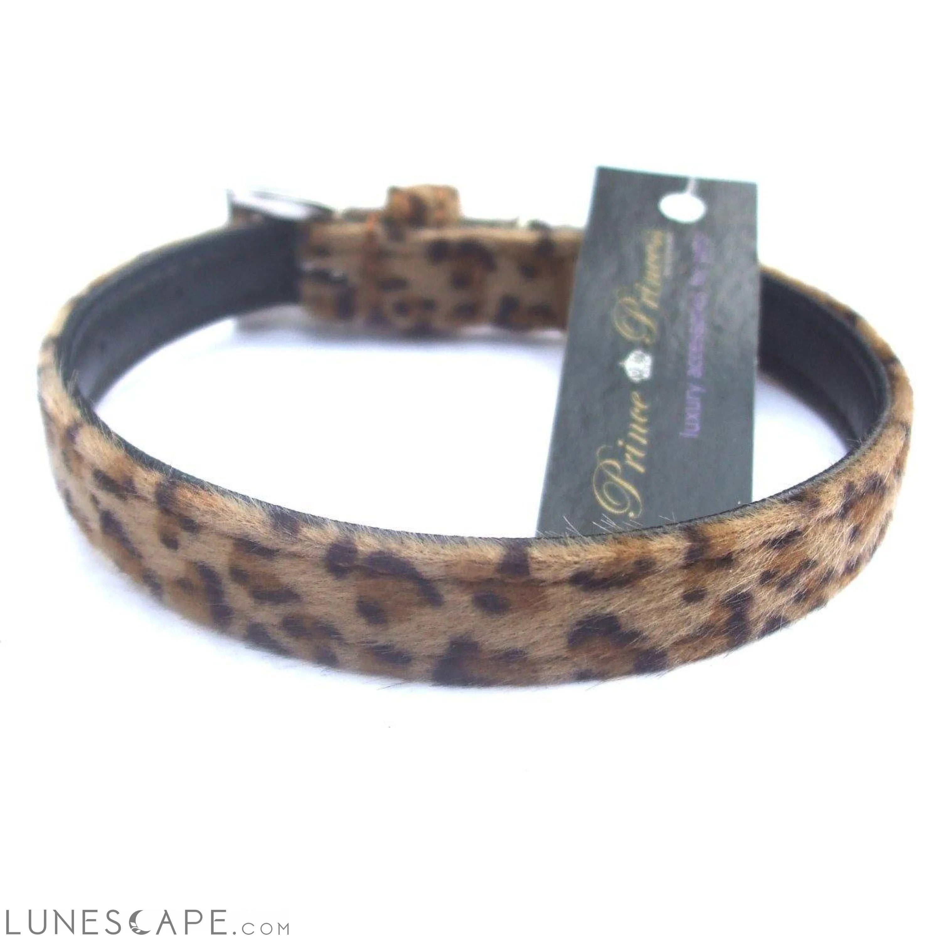 Furry Leopard Print Dog Collar LUNESCAPE