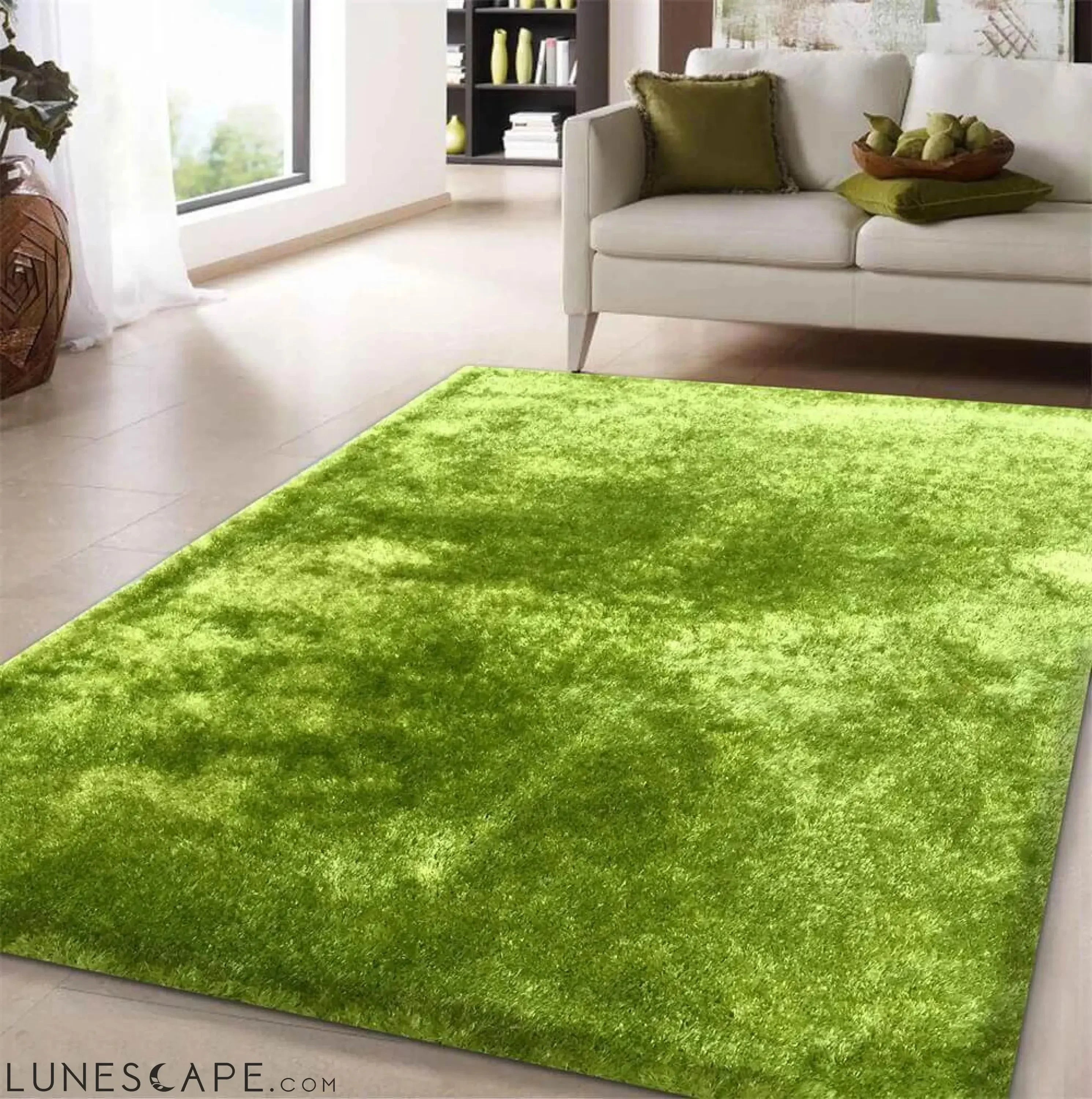 Fuzzy Lime Area Rug LUNESCAPE