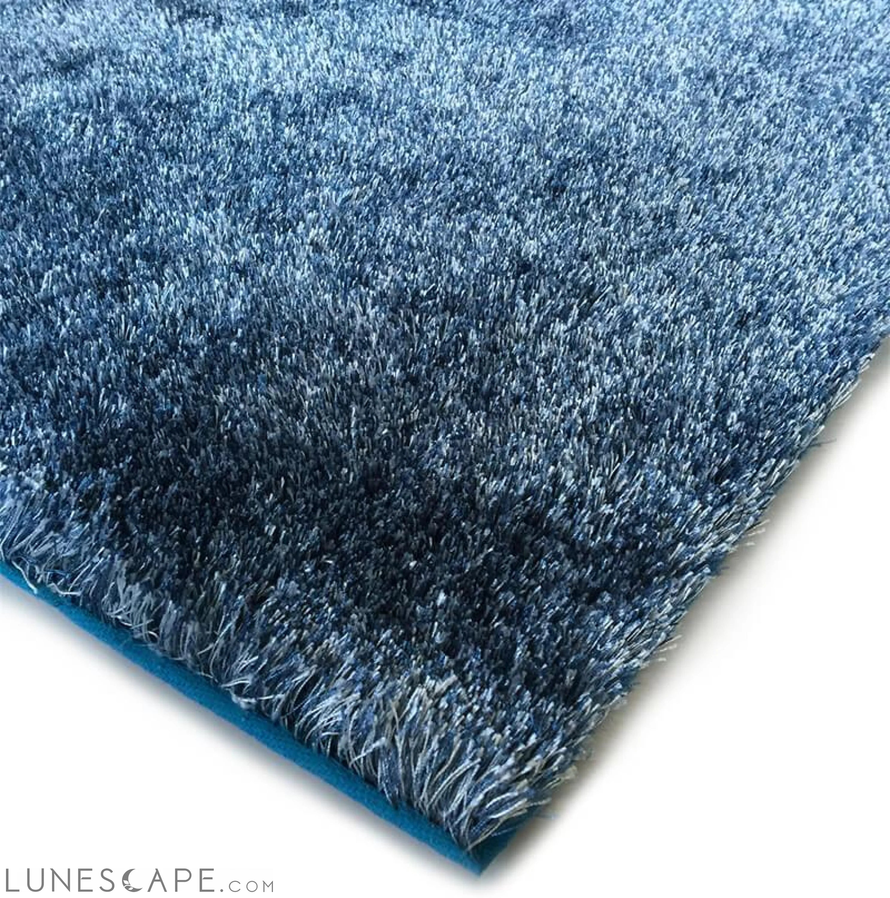 Fuzzy Two Tone Blue Area Rug LUNESCAPE