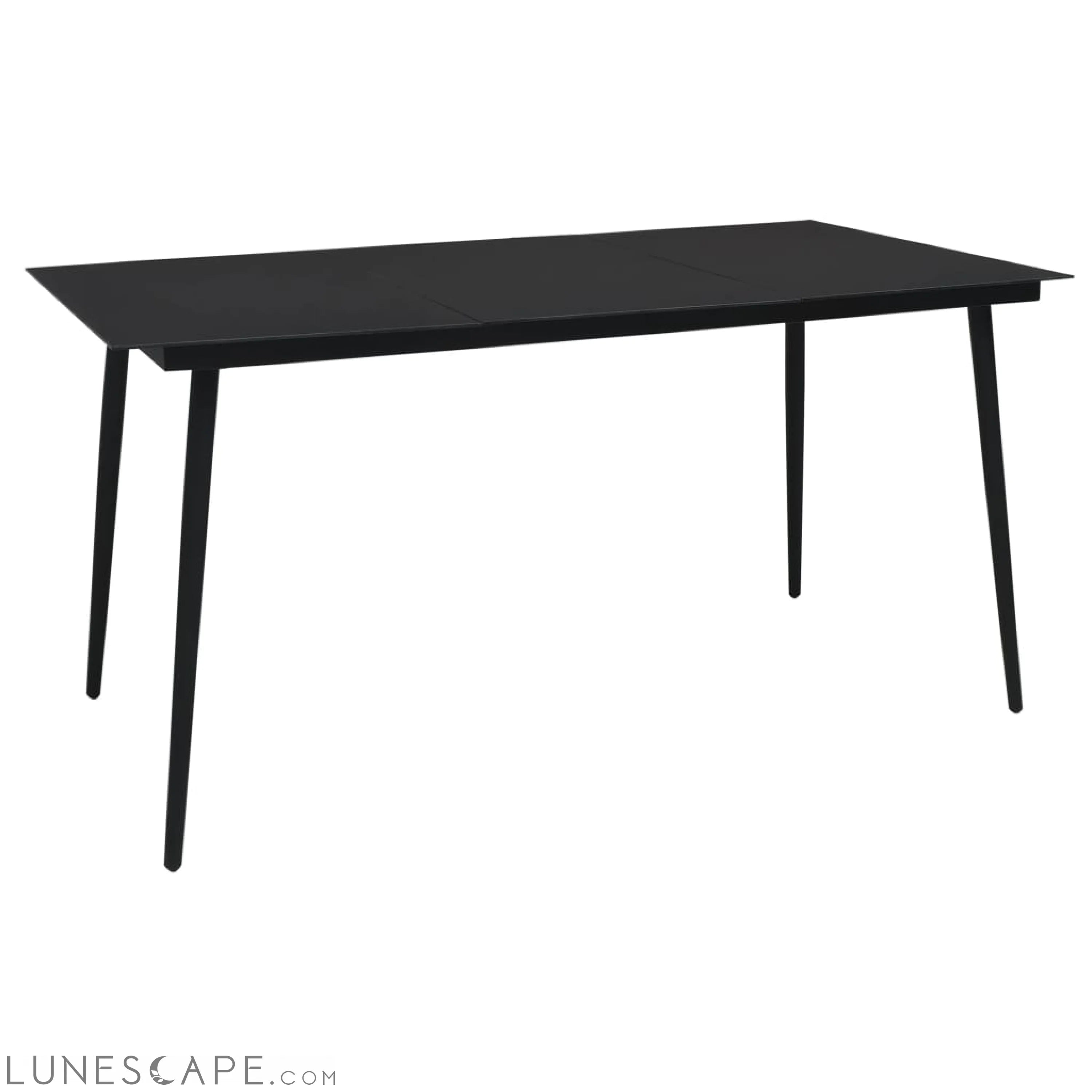 Garden Dining Table Black 31.5"x31.5"x29.1" Steel and Glass LUNESCAPE