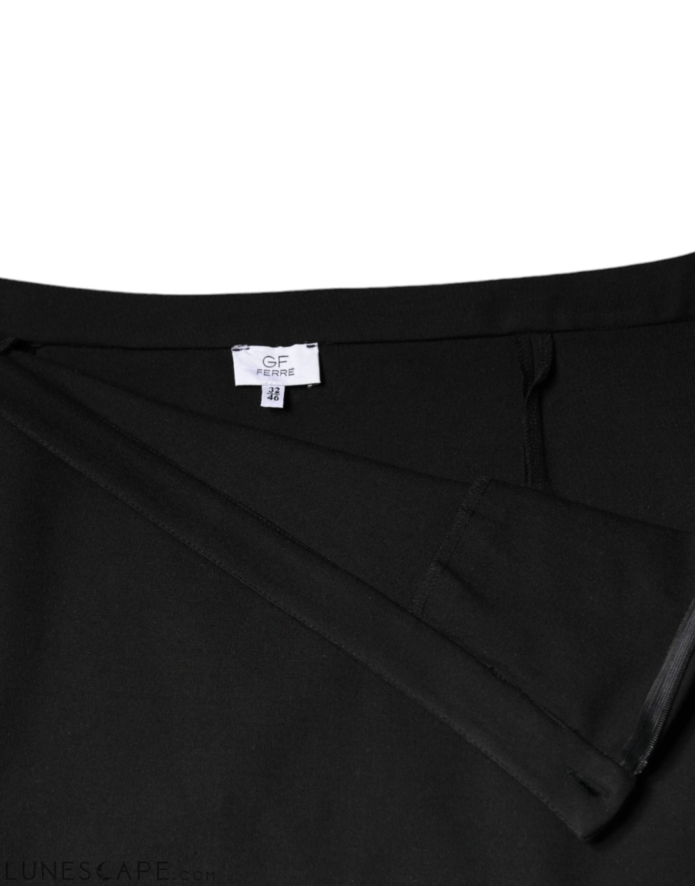 GF Ferre Black Straight Pencil Cut Knee Length Skirt LUNESCAPE