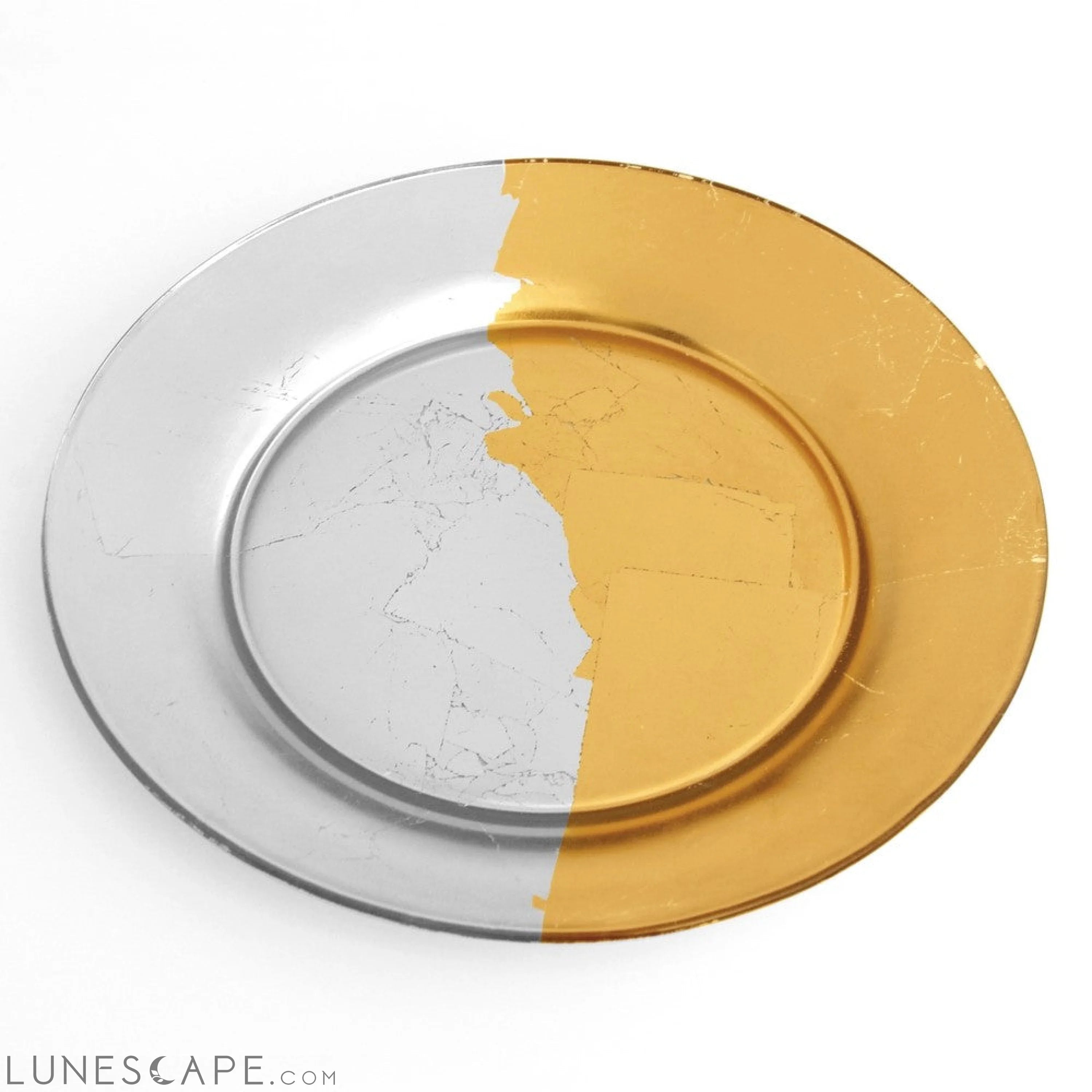 GILT CONTOUR Set/4 Gold/Silver Salad Plates LUNESCAPE