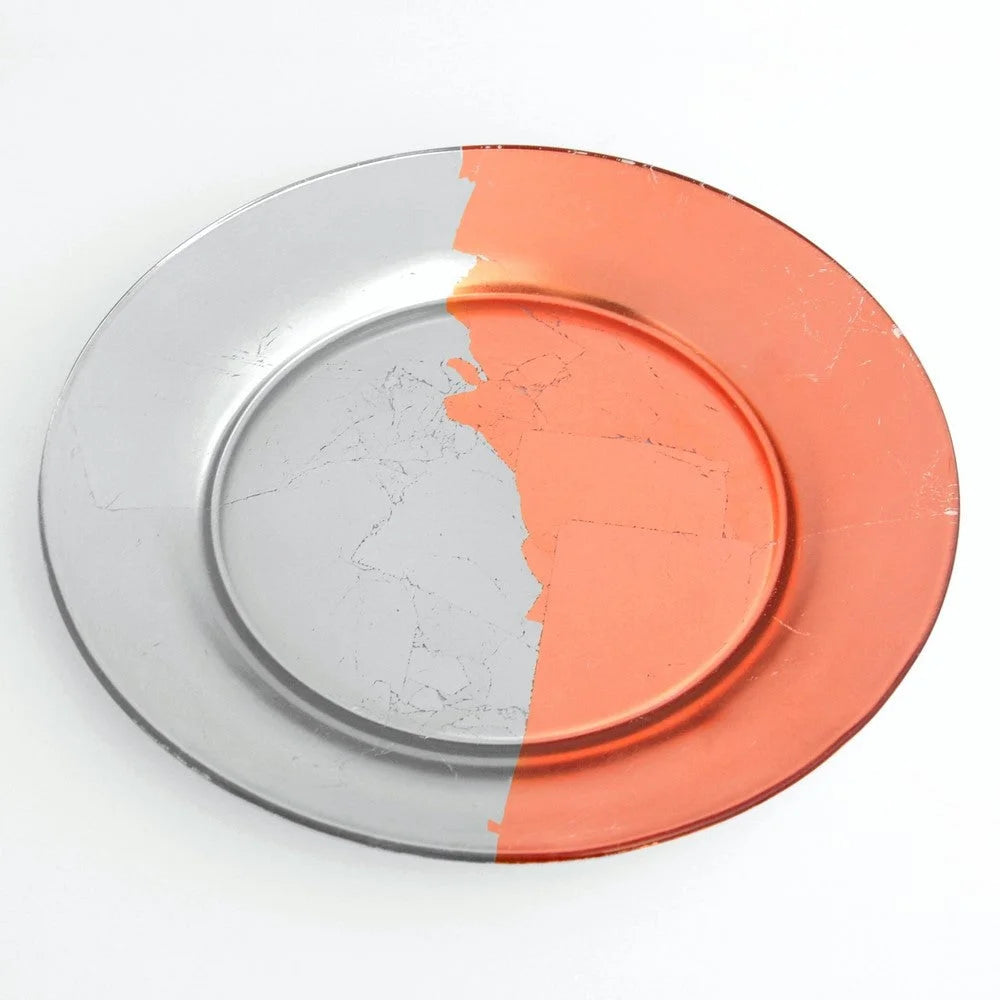 GILT CONTOUR Set/4 Silver/Rose Dinner Plates LUNESCAPE