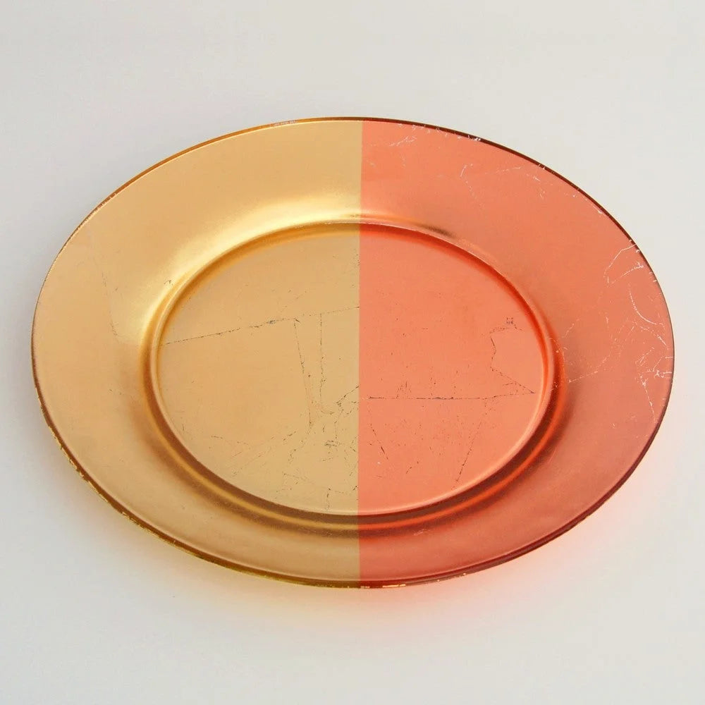 GILT MEZZO Set/4 Gold/Rose Dinner Plates LUNESCAPE