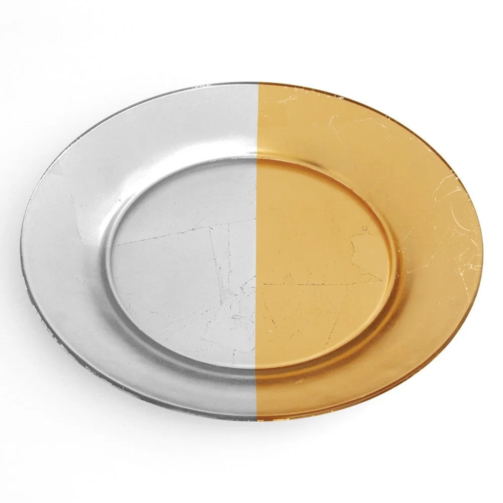 GILT MEZZO Set/4 Gold/Silver Dinner Plates LUNESCAPE