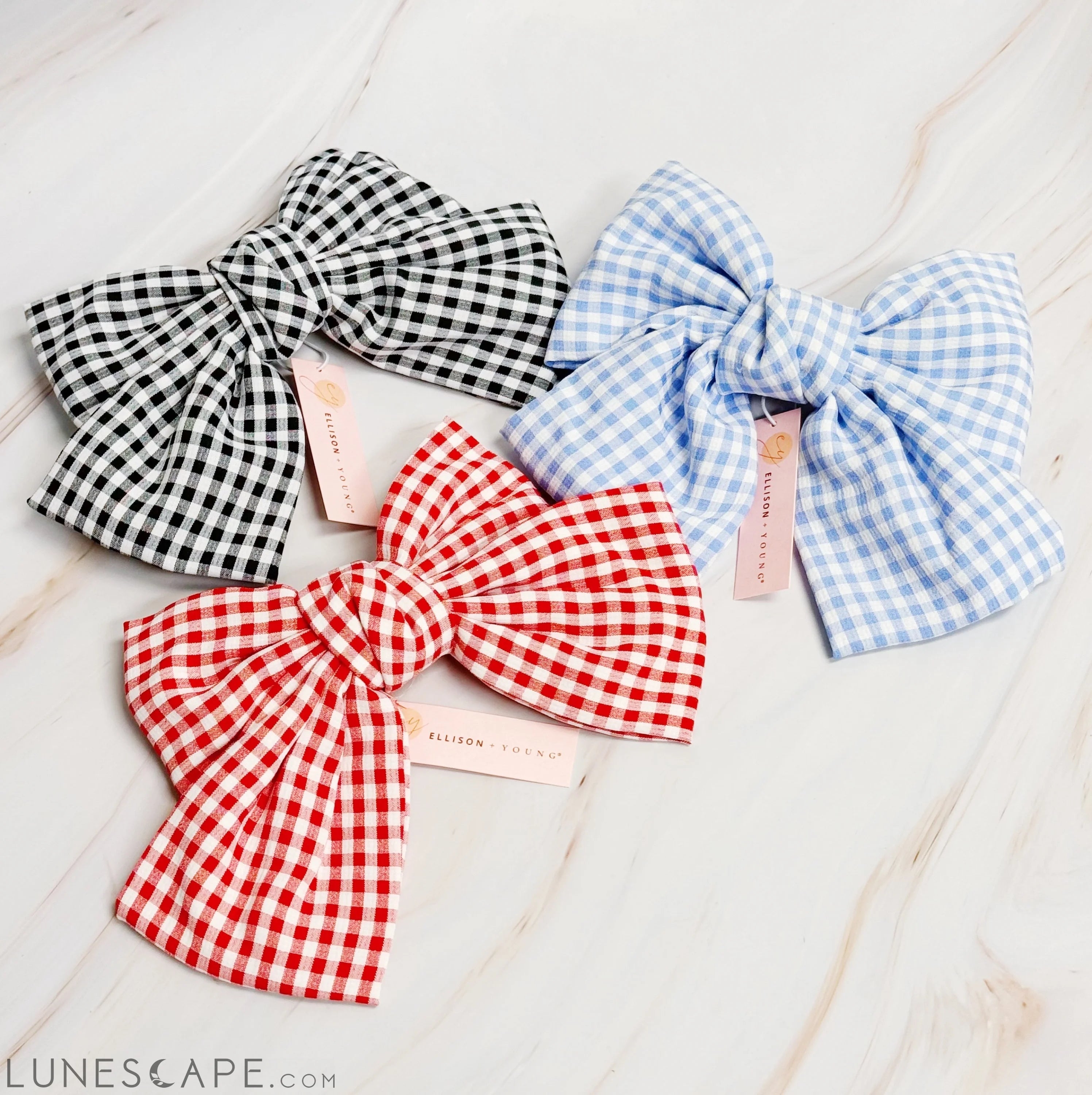 Gingham Bow Pretty Bow Hair Clip LUNESCAPE