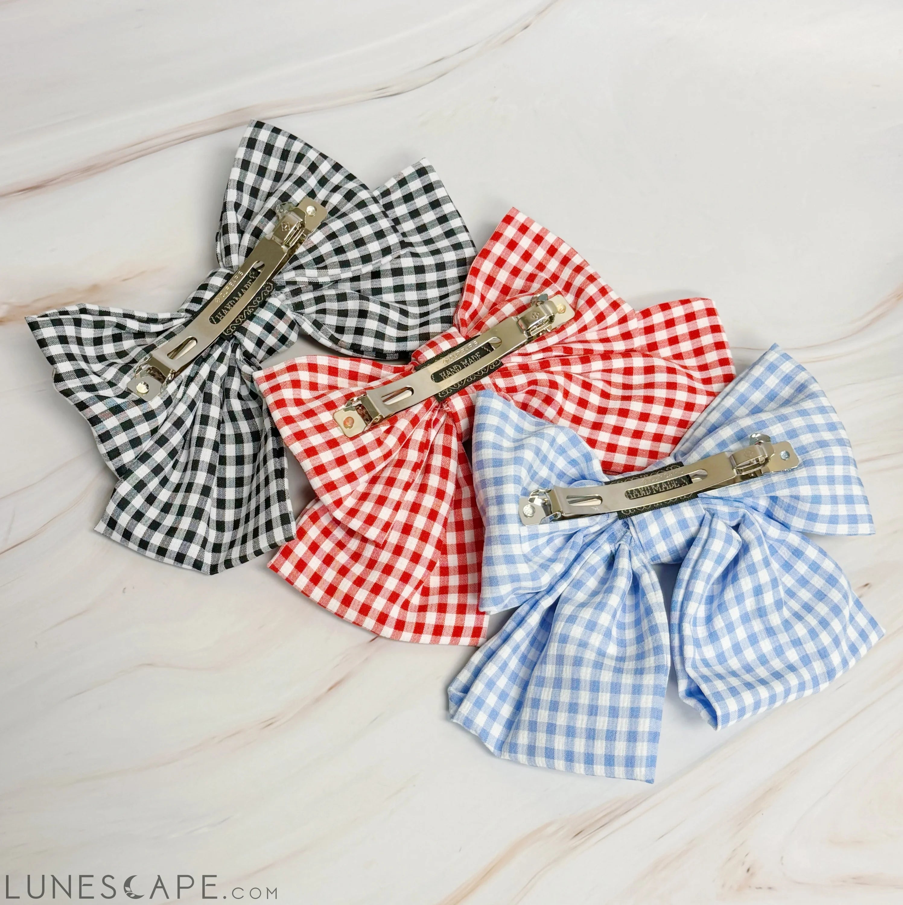 Gingham Bow Pretty Bow Hair Clip LUNESCAPE