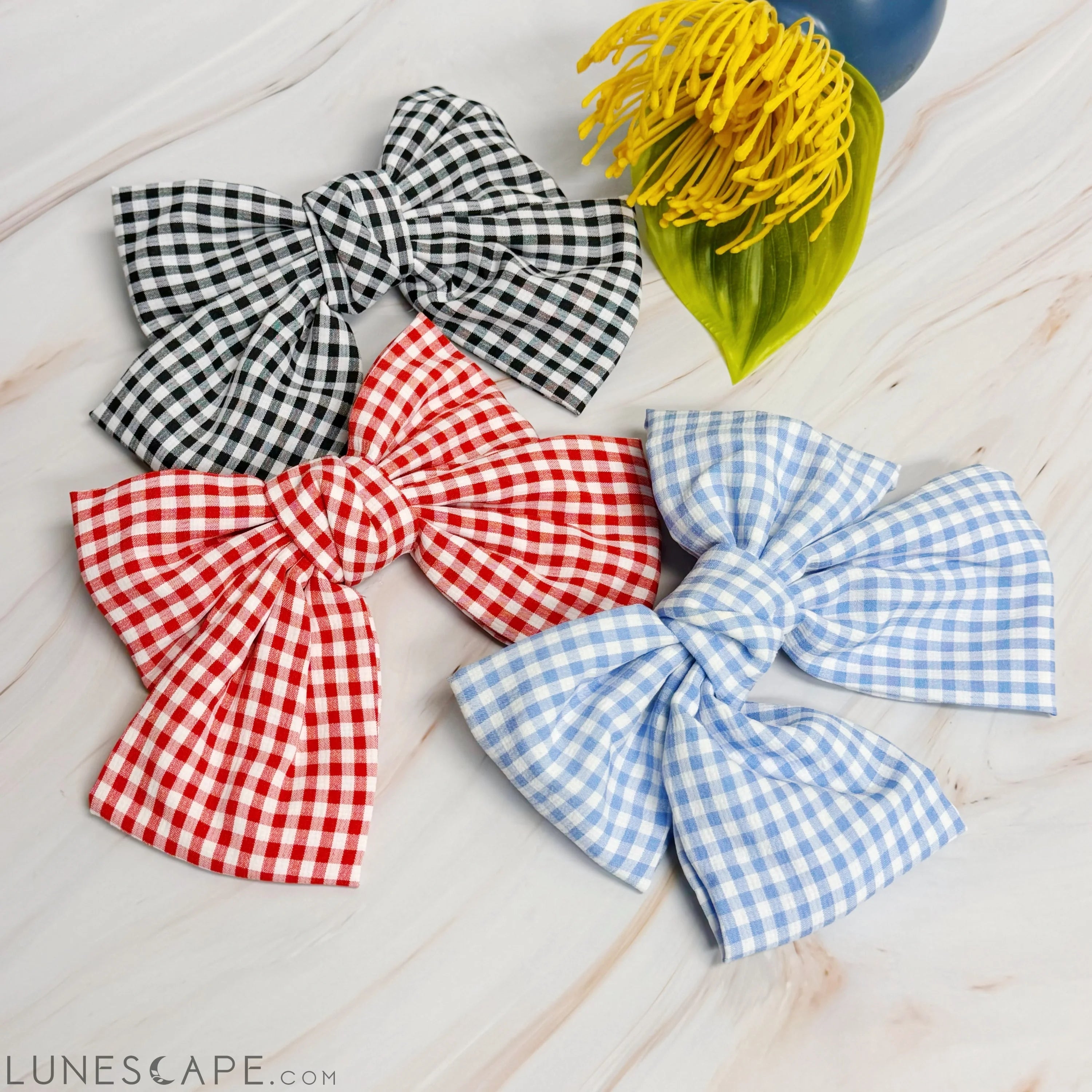 Gingham Bow Pretty Bow Hair Clip LUNESCAPE