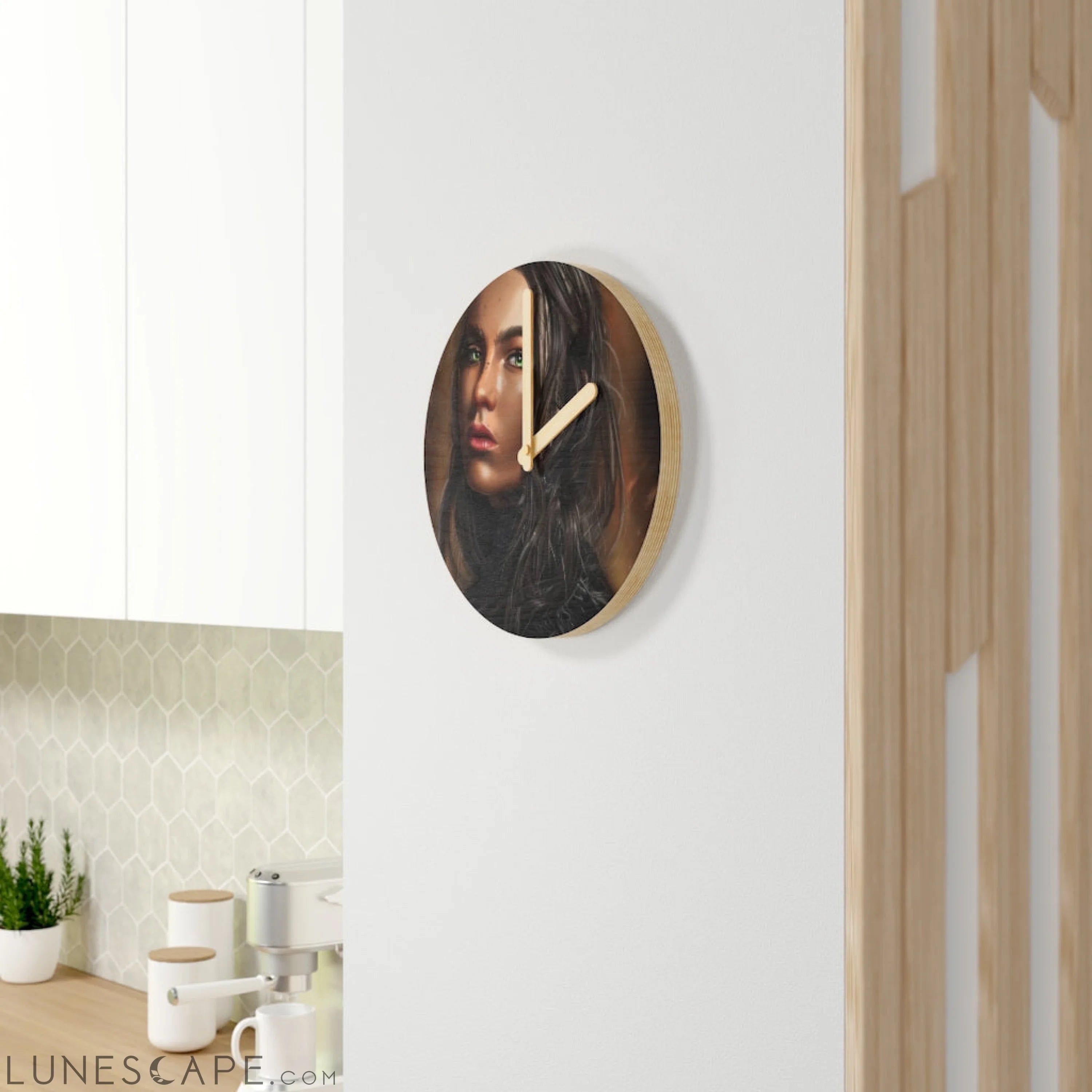 Girl Wooden Wall Clock LUNESCAPE