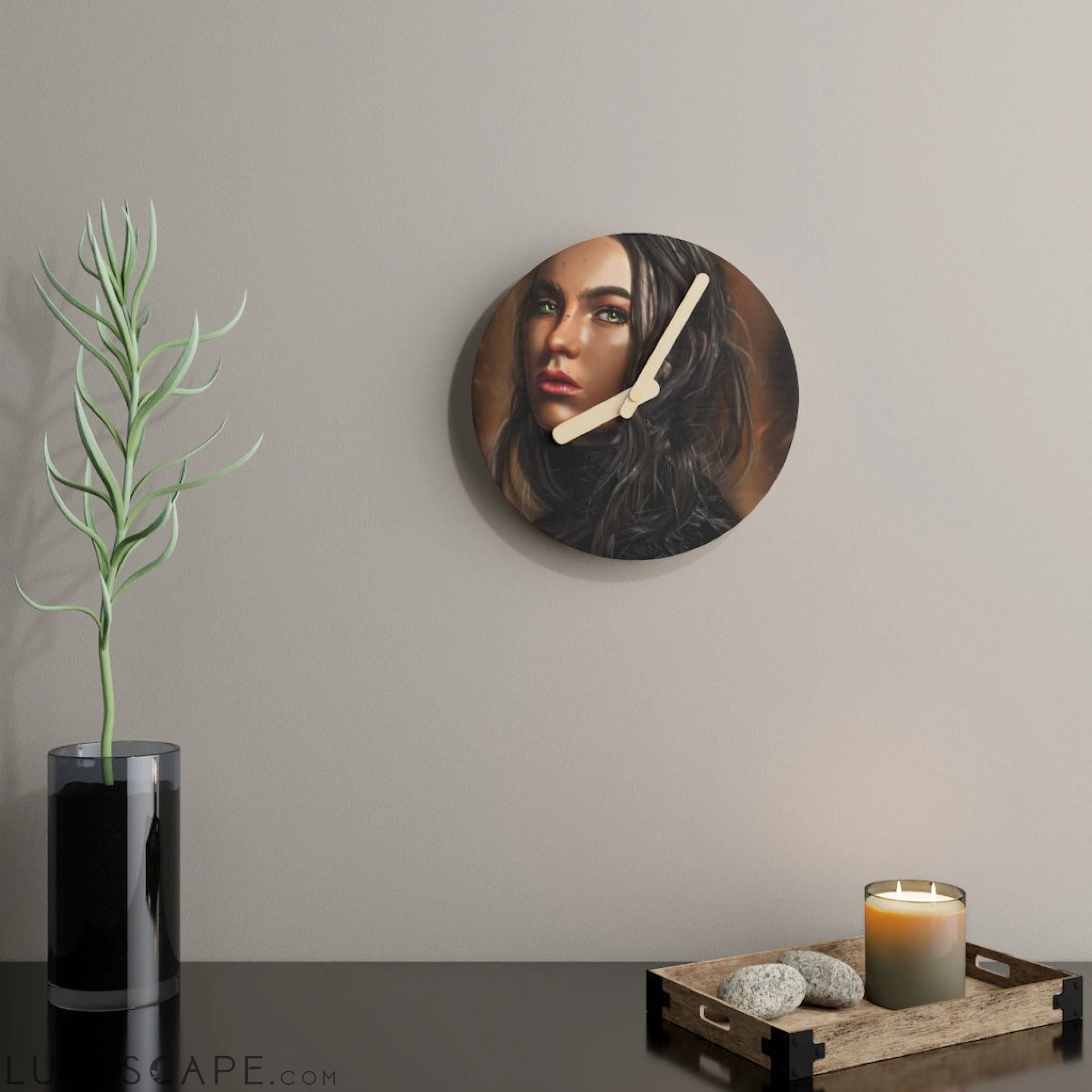 Girl Wooden Wall Clock LUNESCAPE