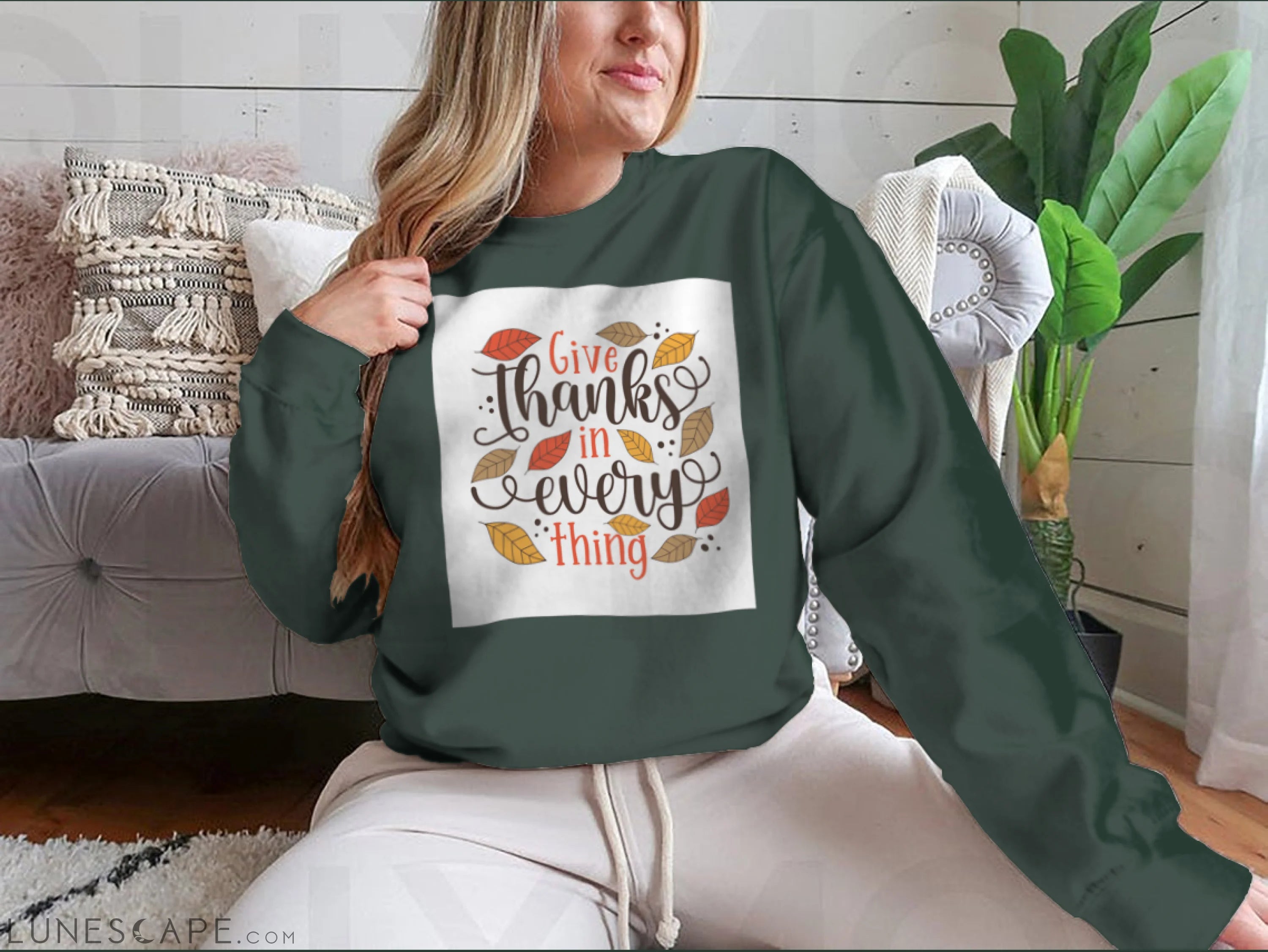 Give Thanks In Everything - Hand Drawn Illustration With Hand LUNESCAPE