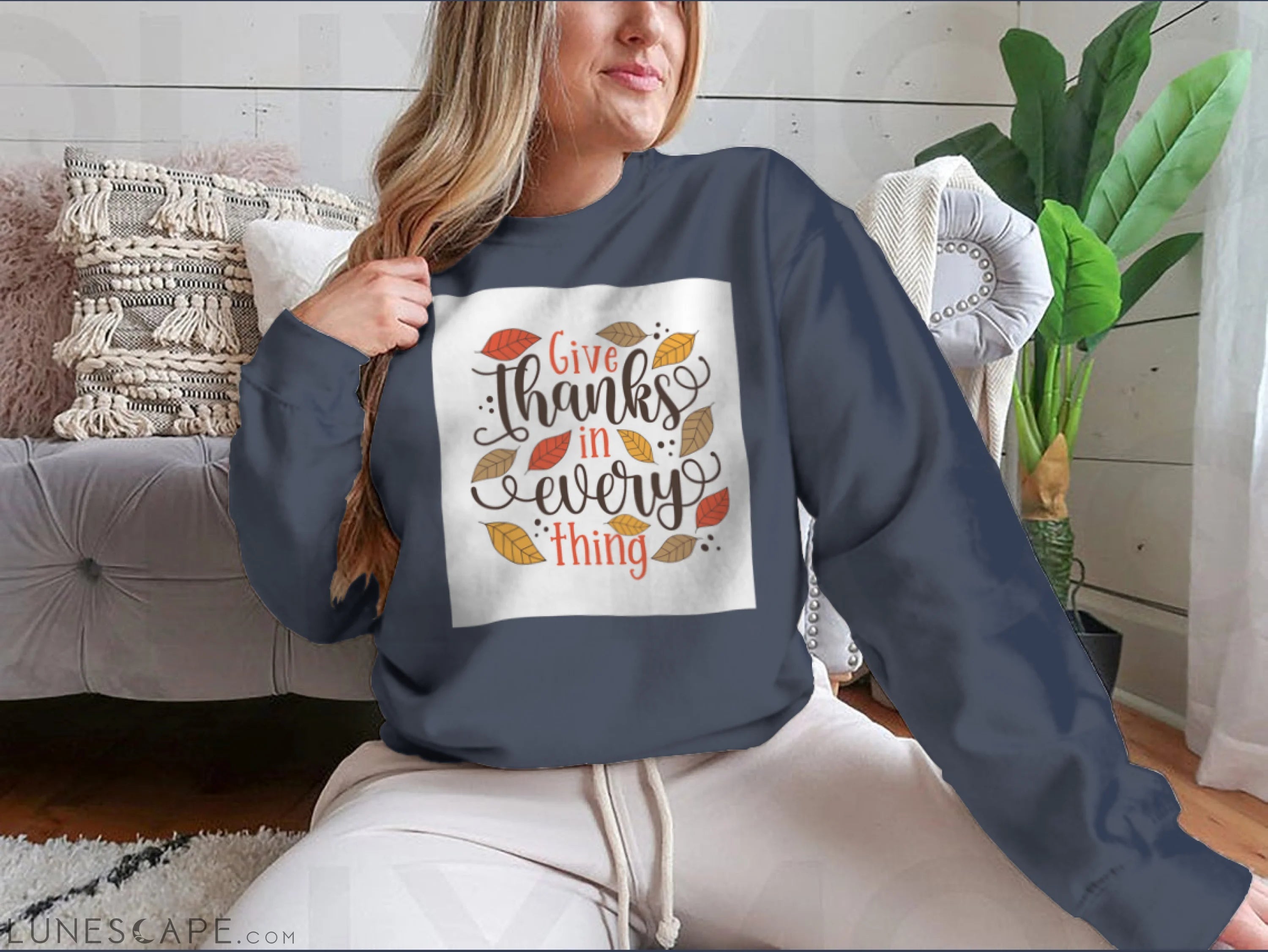 Give Thanks In Everything - Hand Drawn Illustration With Hand LUNESCAPE