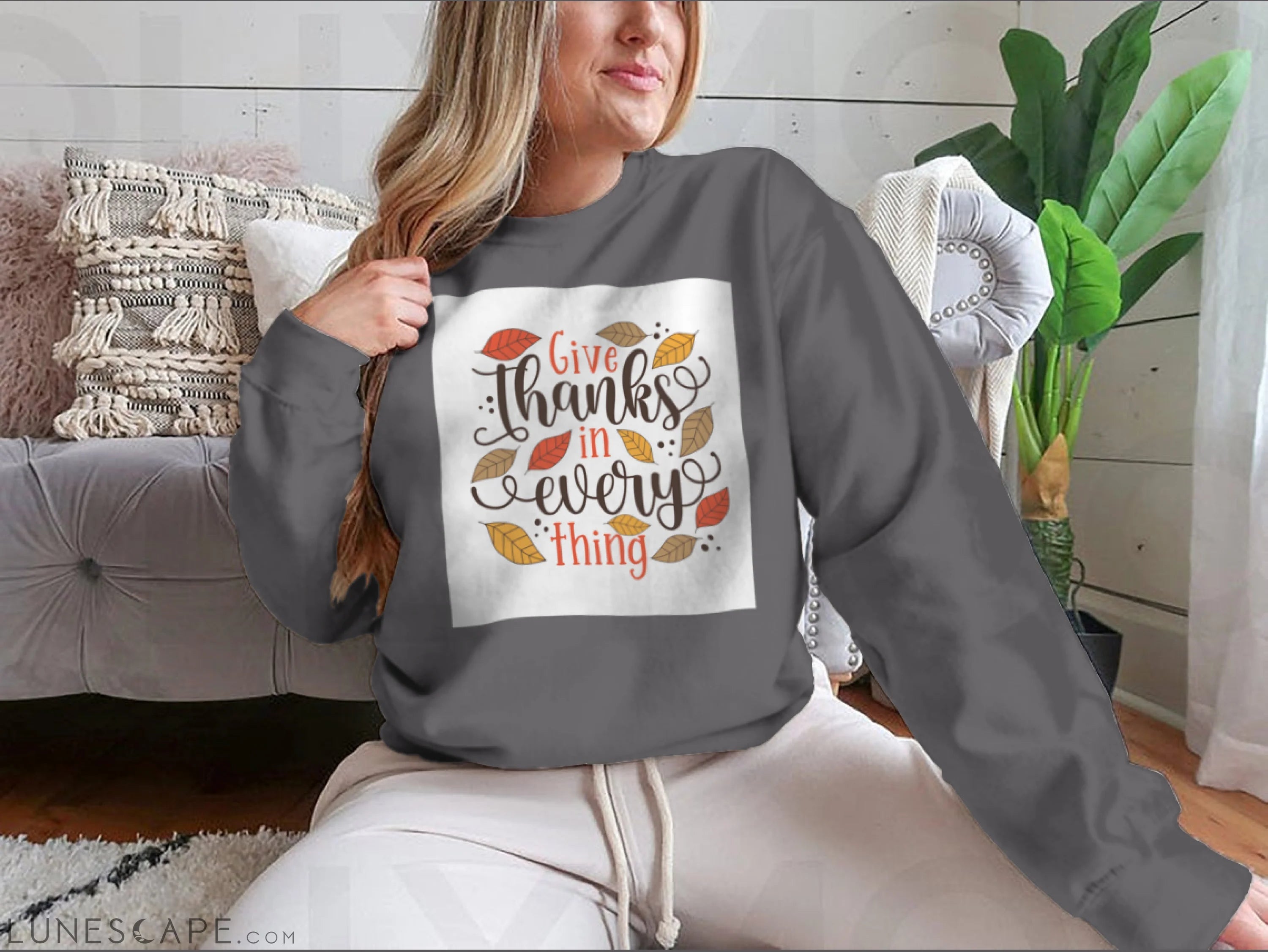 Give Thanks In Everything - Hand Drawn Illustration With Hand LUNESCAPE
