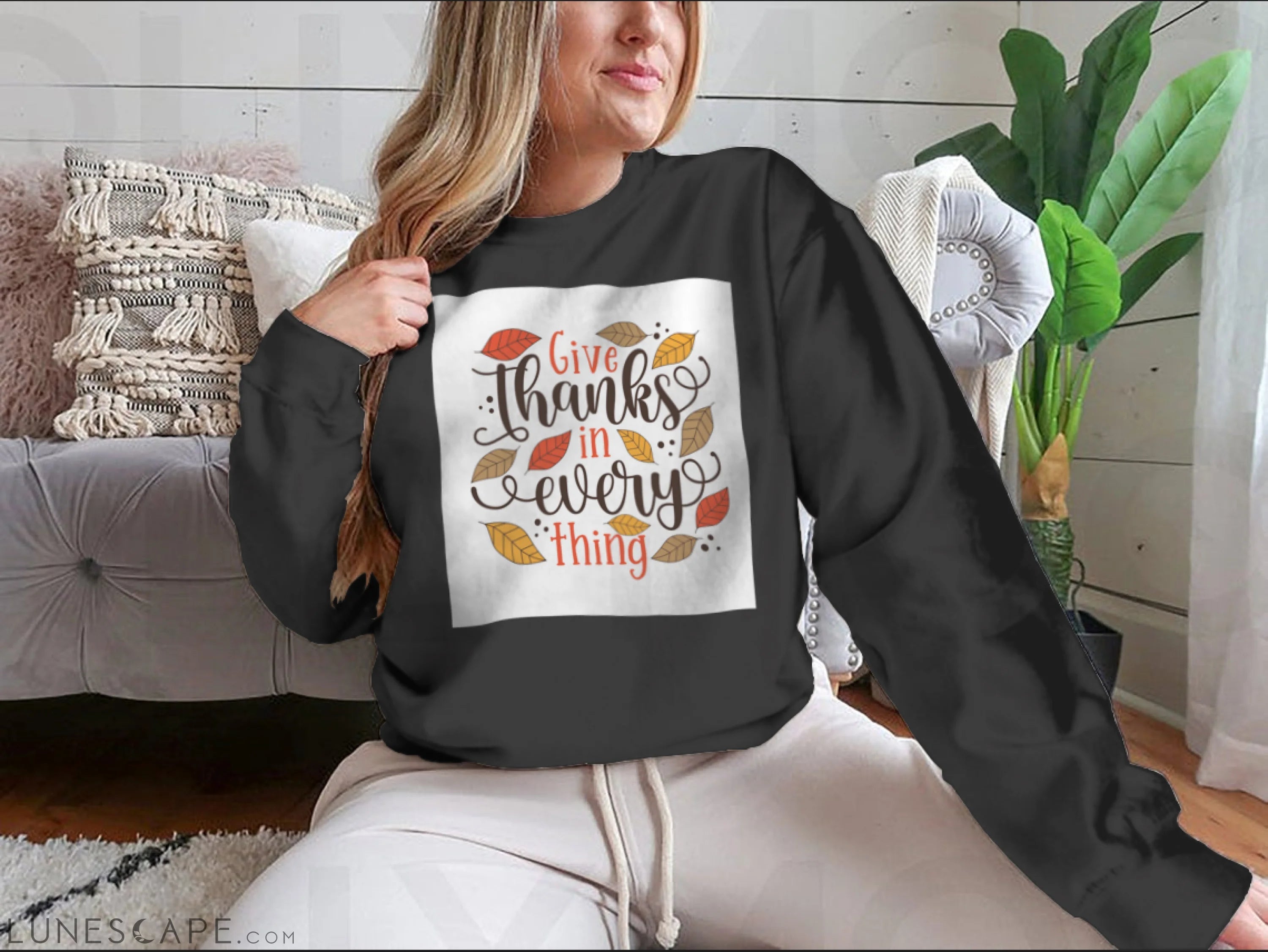 Give Thanks In Everything - Hand Drawn Illustration With Hand LUNESCAPE