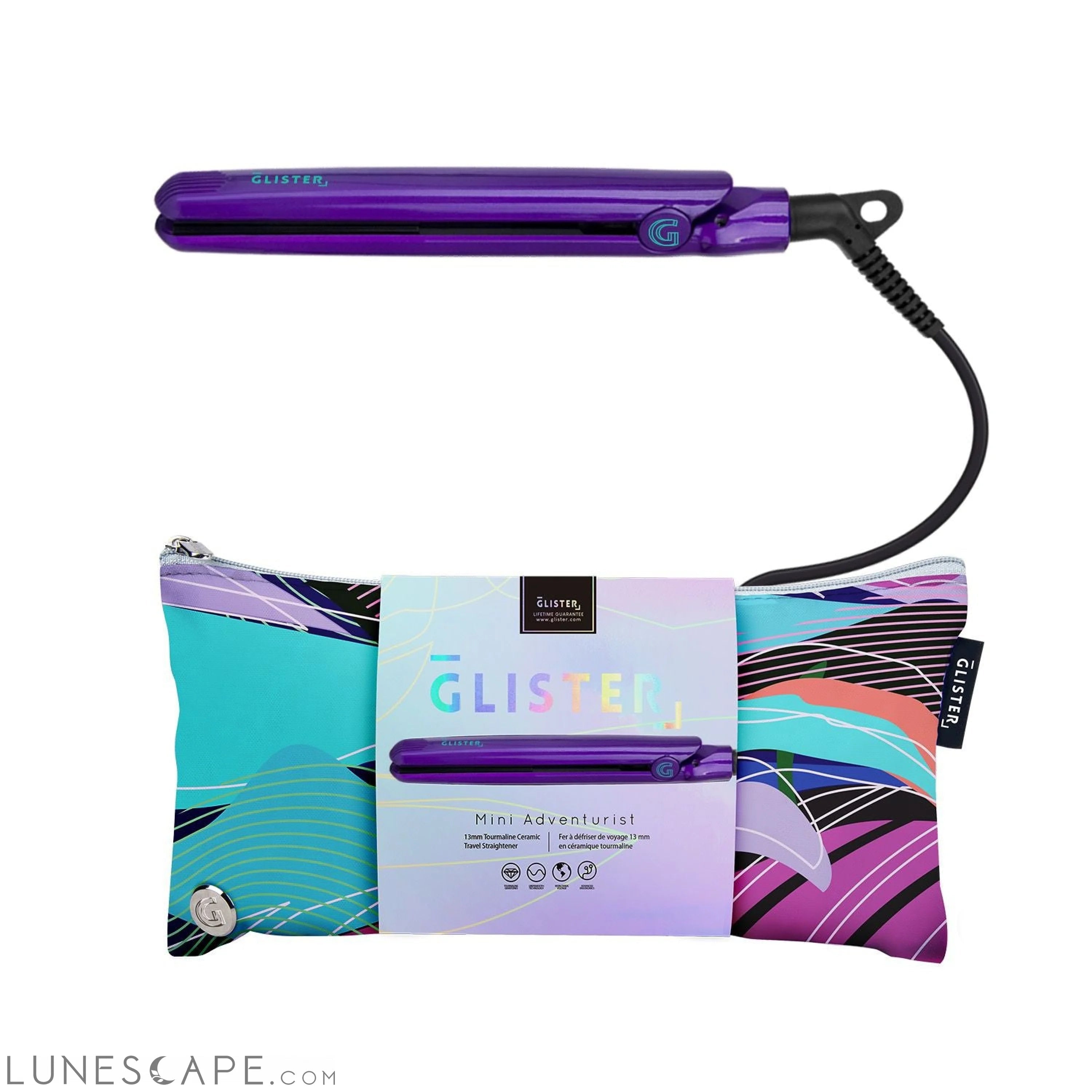 Glister Mini Adventurist Flat Iron (with Designer Travel Pouch) LUNESCAPE