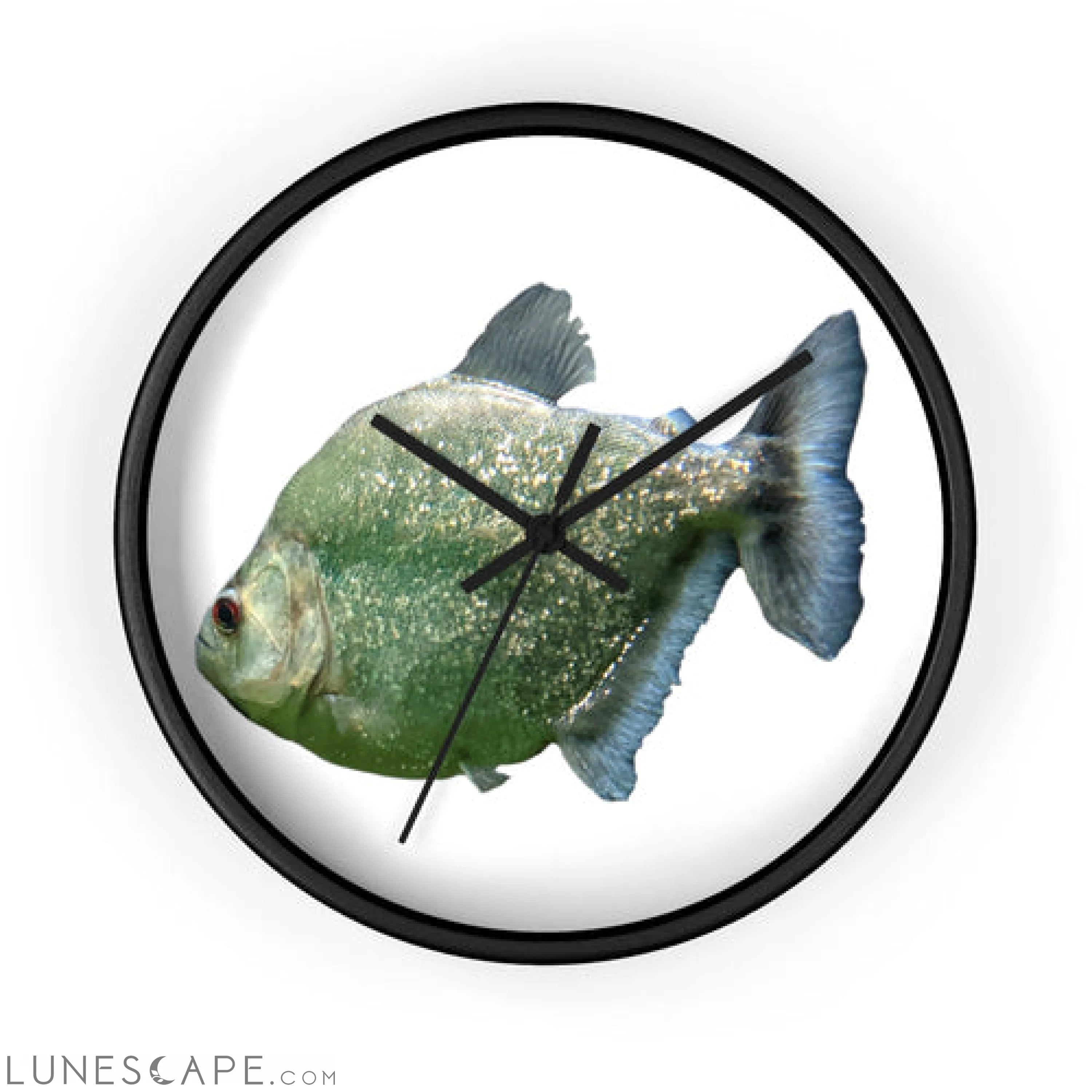 Glitter Green Fish Wall clock LUNESCAPE
