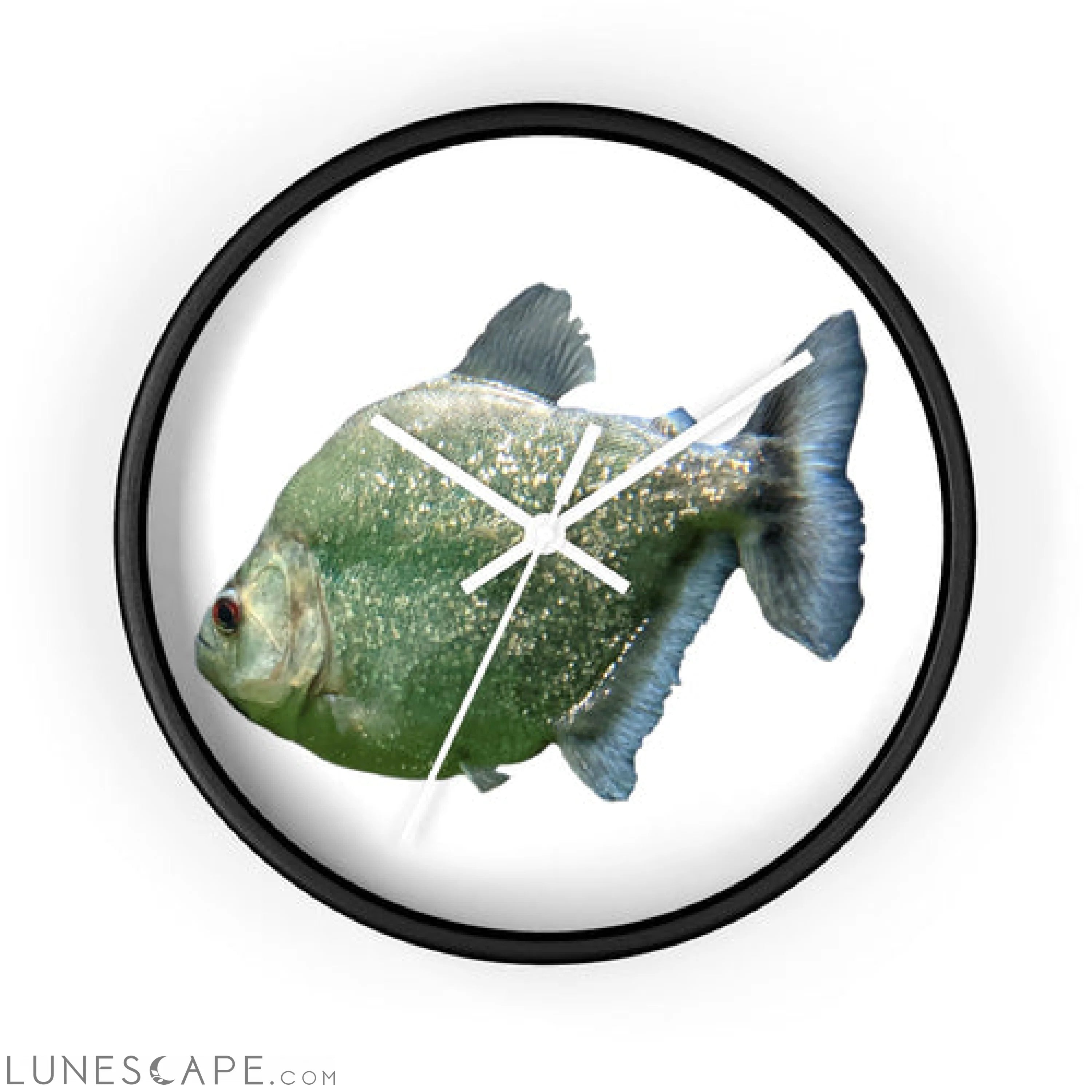 Glitter Green Fish Wall clock LUNESCAPE
