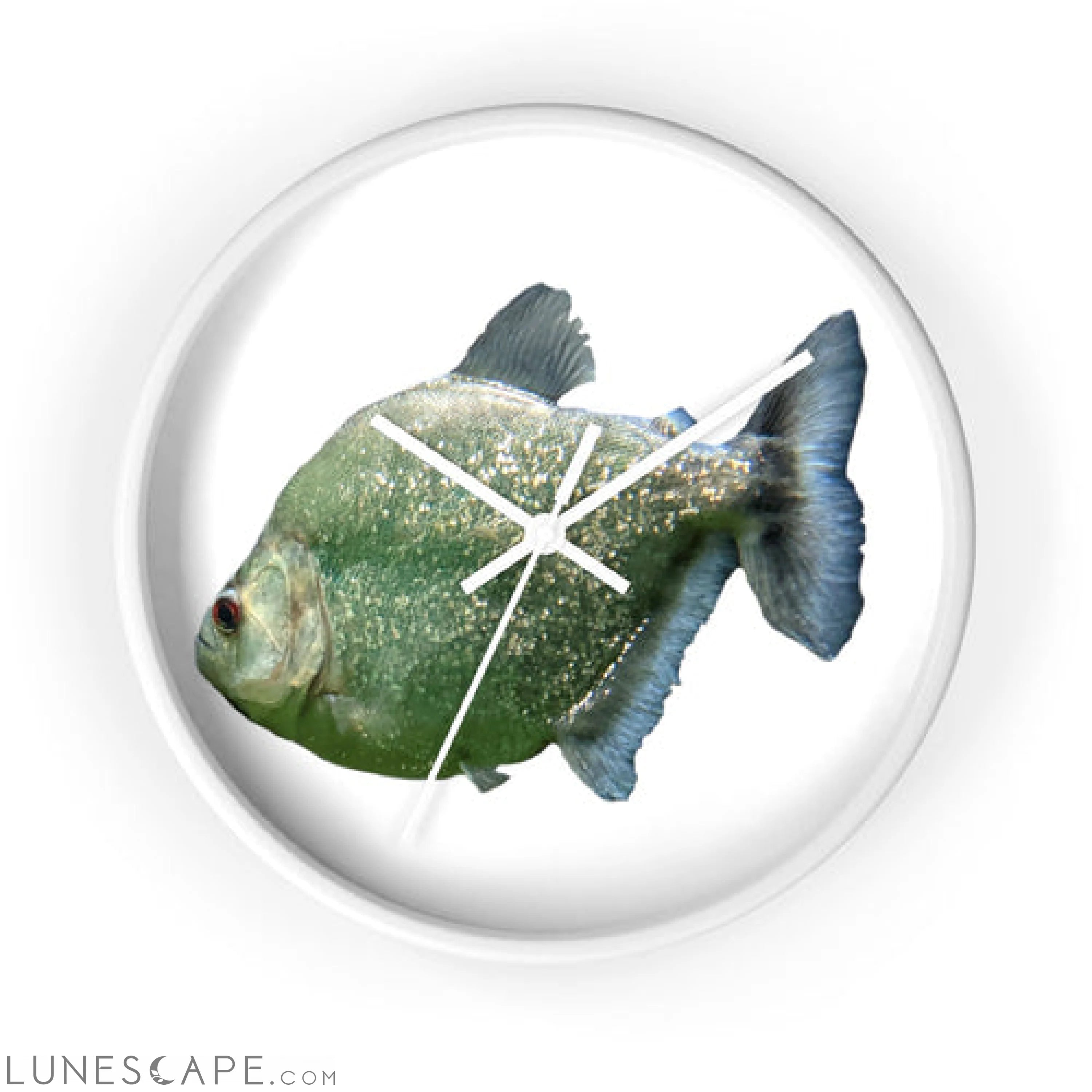 Glitter Green Fish Wall clock LUNESCAPE