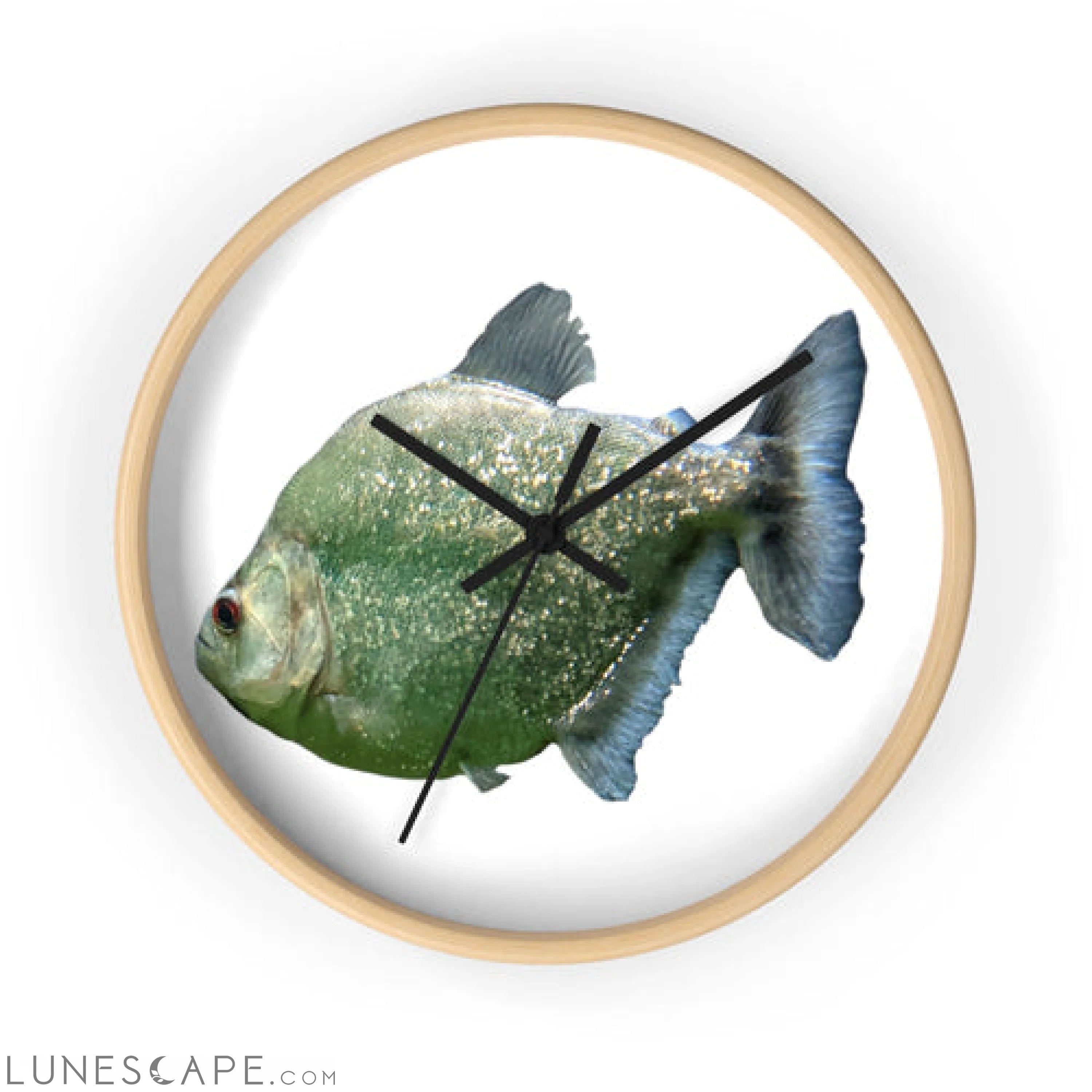 Glitter Green Fish Wall clock LUNESCAPE