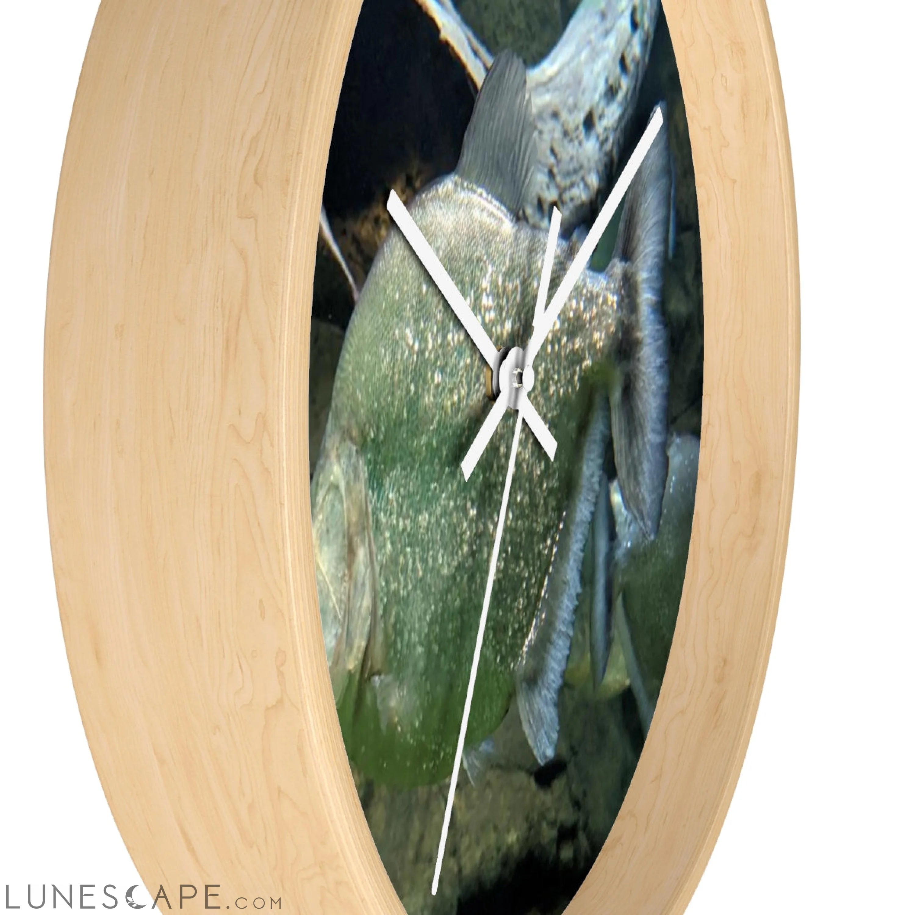 Glitter Green Fish Wall clock LUNESCAPE
