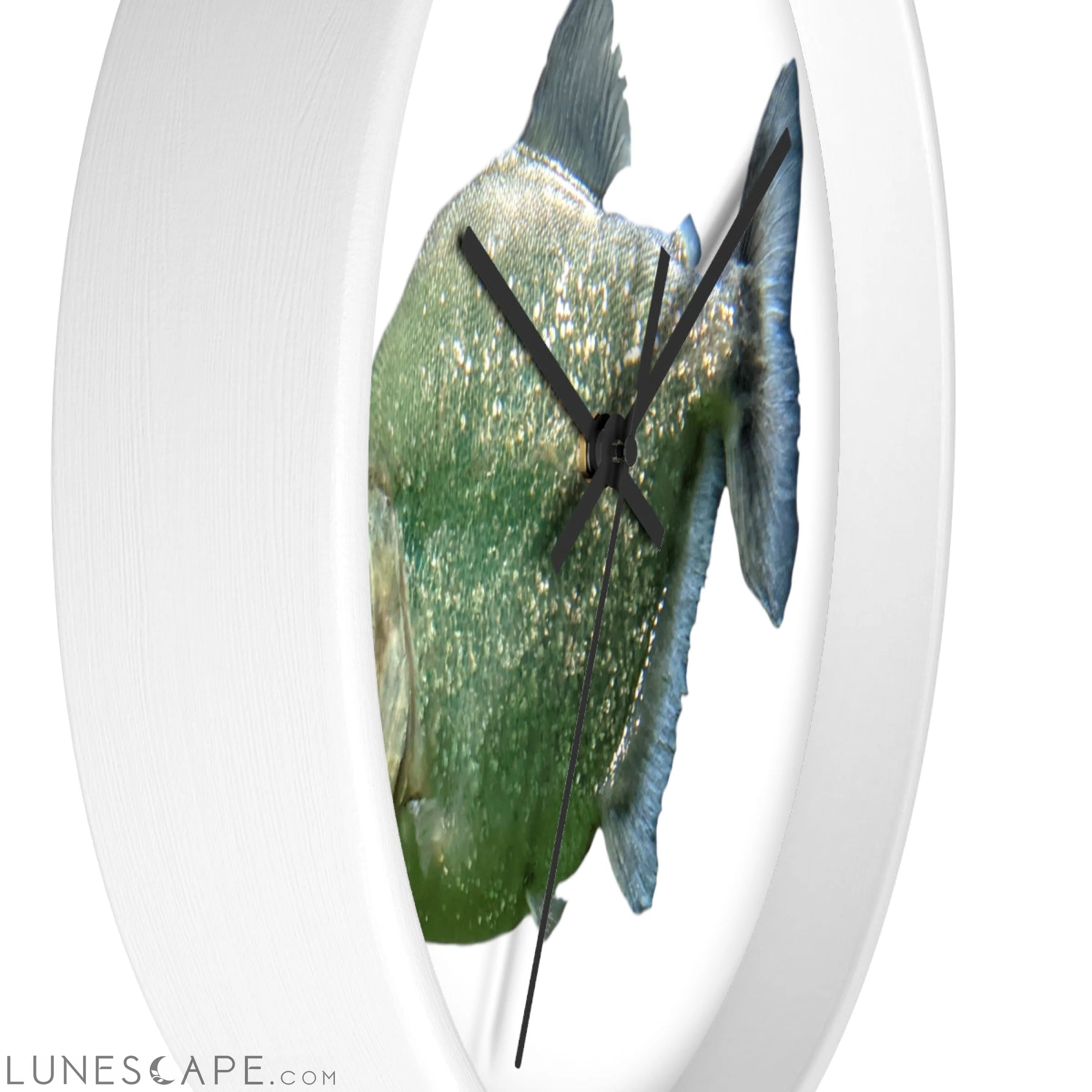 Glitter Green Fish Wall clock LUNESCAPE