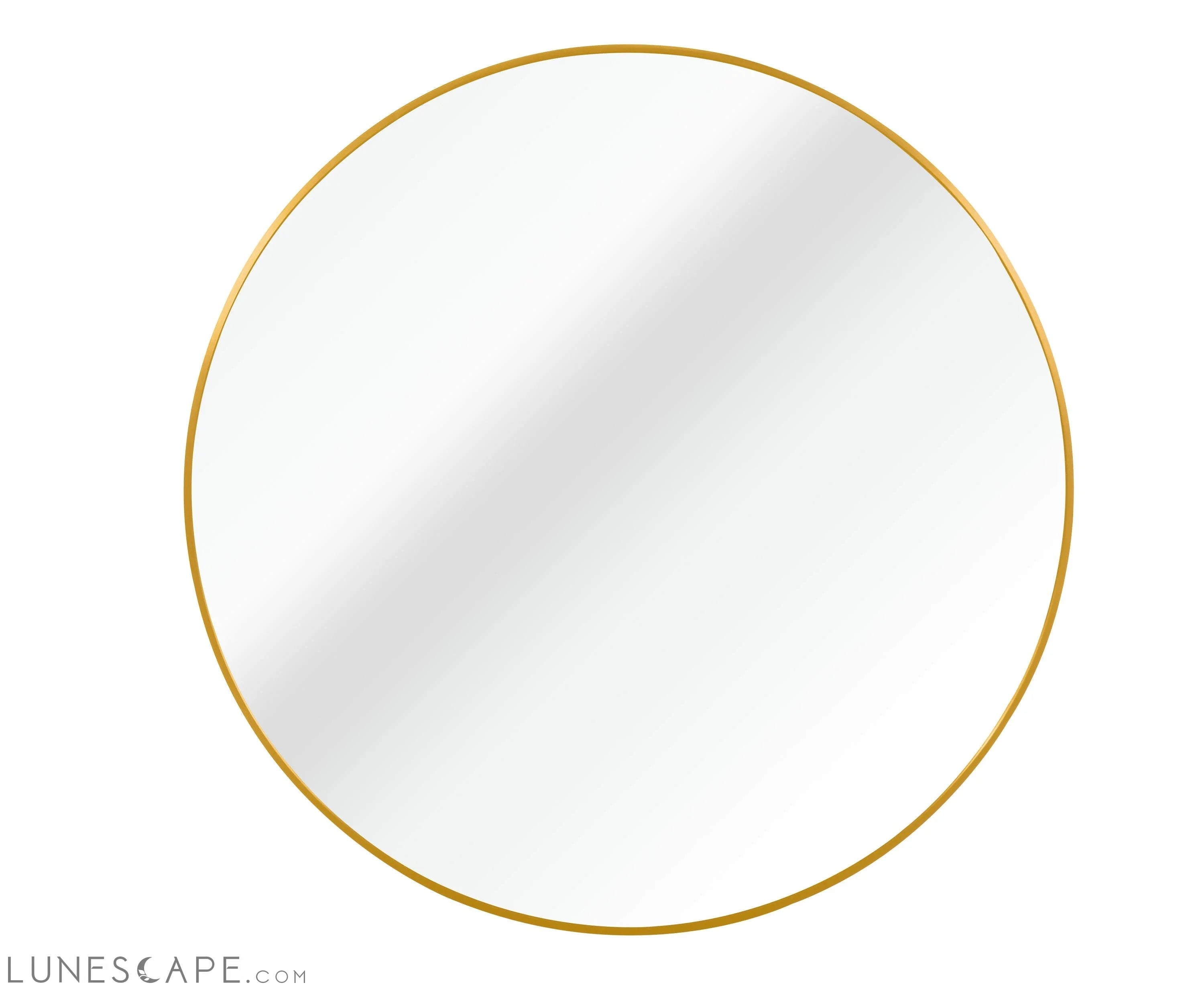 Gold 30 Inch Metal Round Bathroom Mirror LUNESCAPE