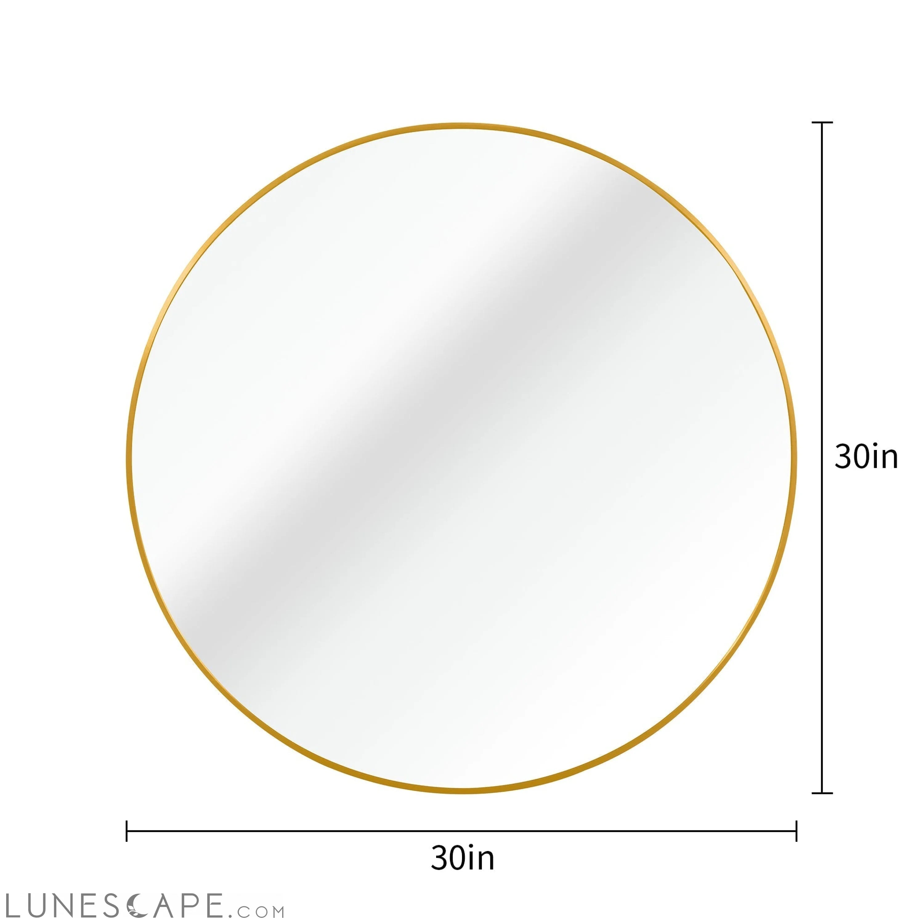 Gold 30 Inch Metal Round Bathroom Mirror LUNESCAPE