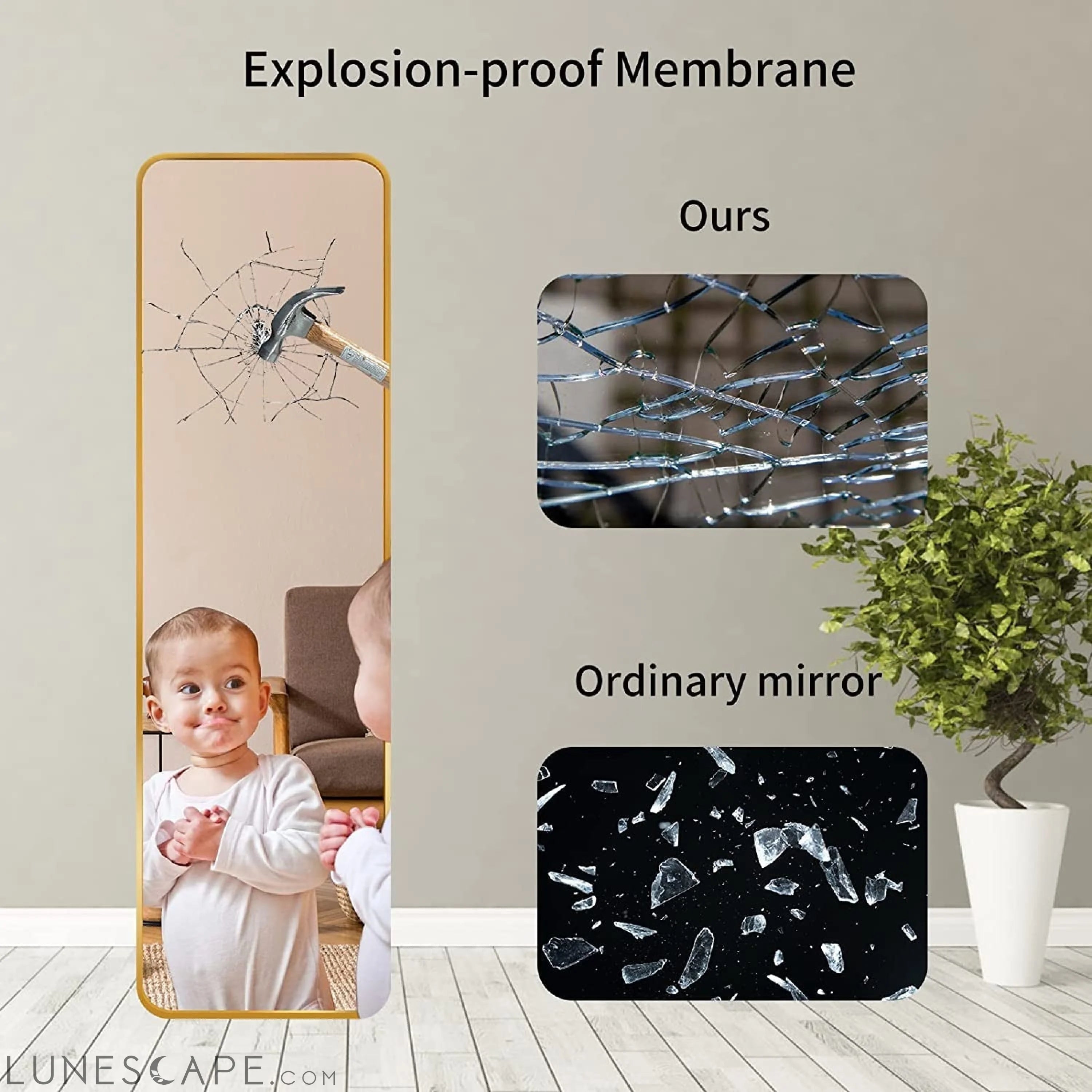 Gold Full Length Wall Mirror LUNESCAPE