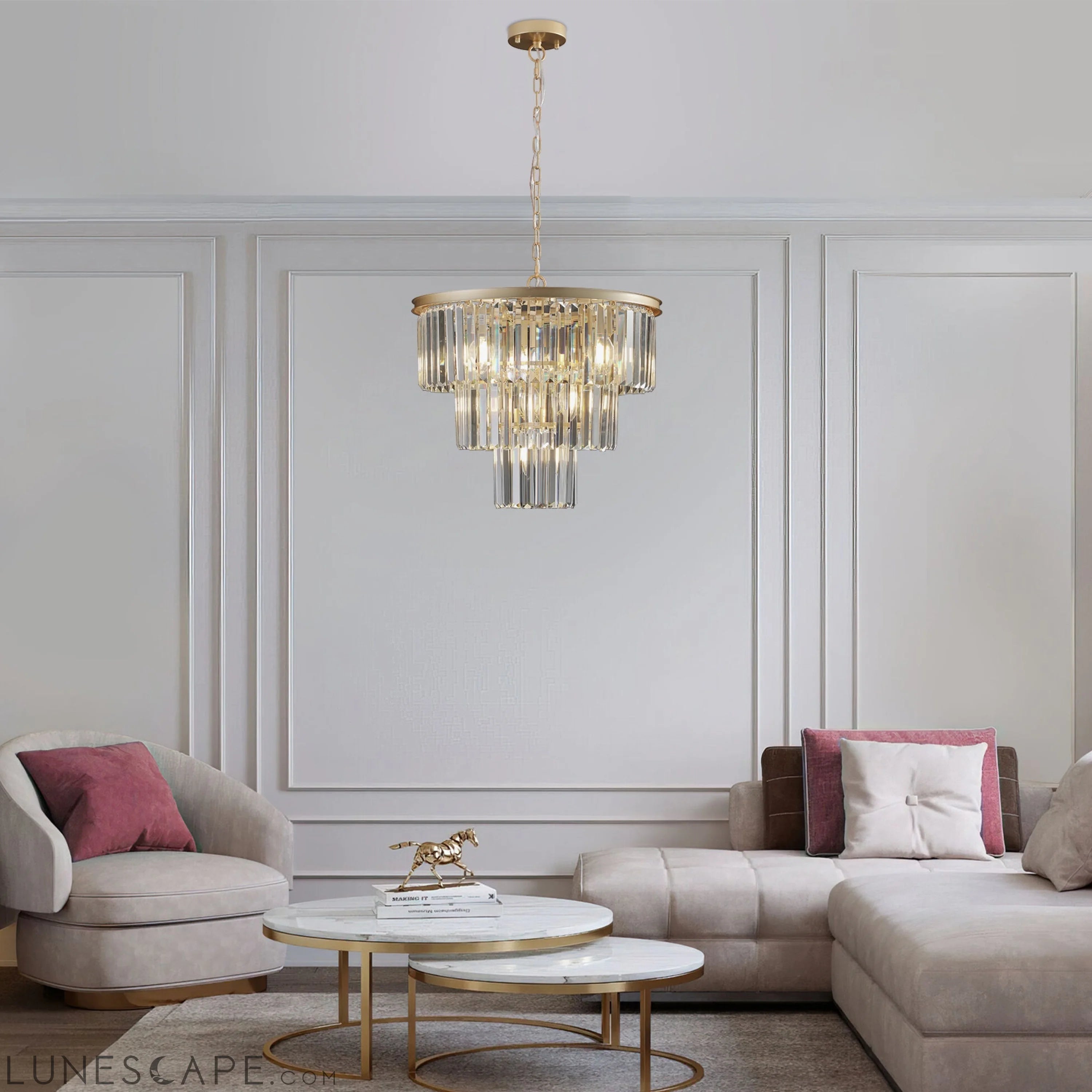 Gold Luxury Crystal Chandelier Modern Chandeliers Lights LUNESCAPE