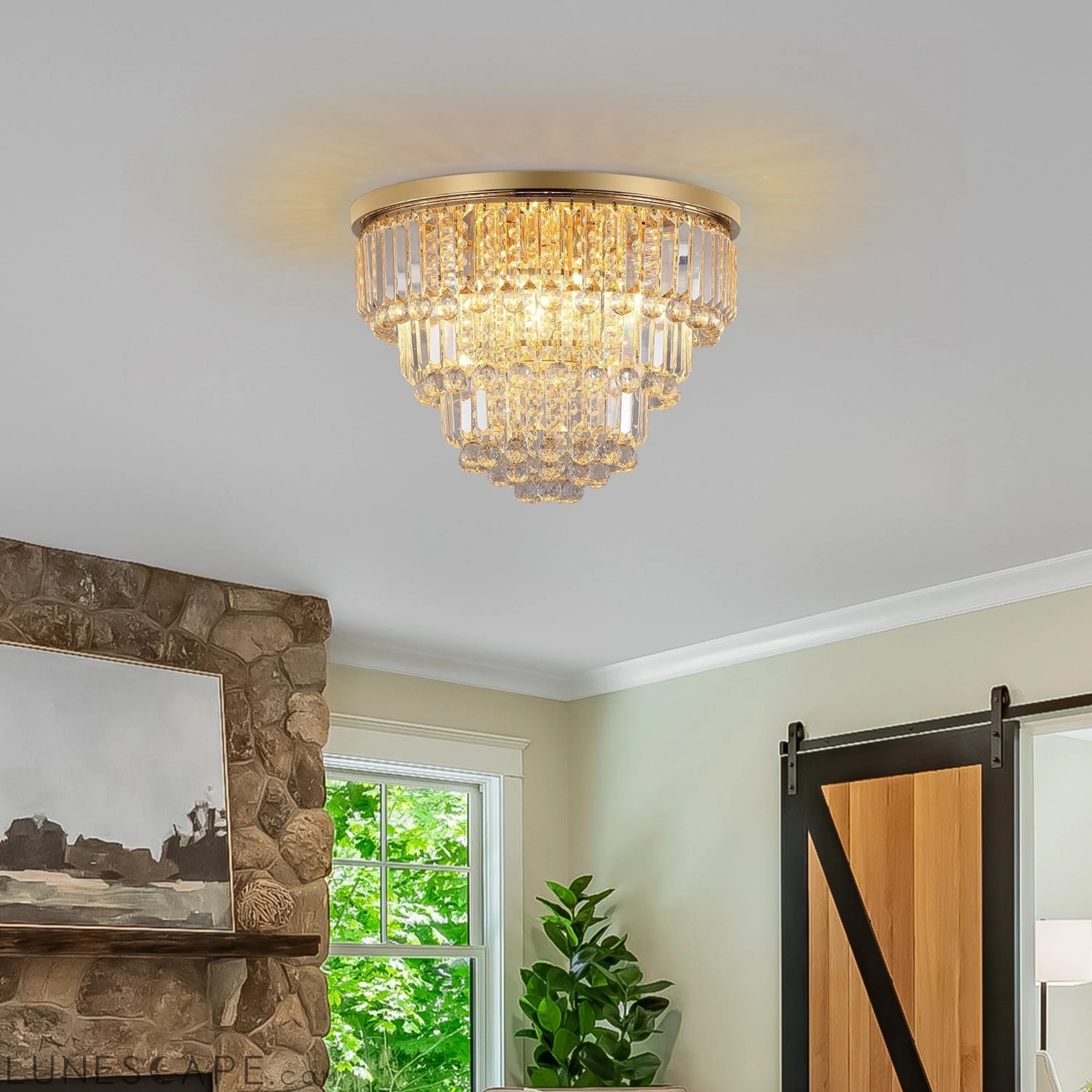 Gold luxury modern style crystal lights,large ceiling LUNESCAPE