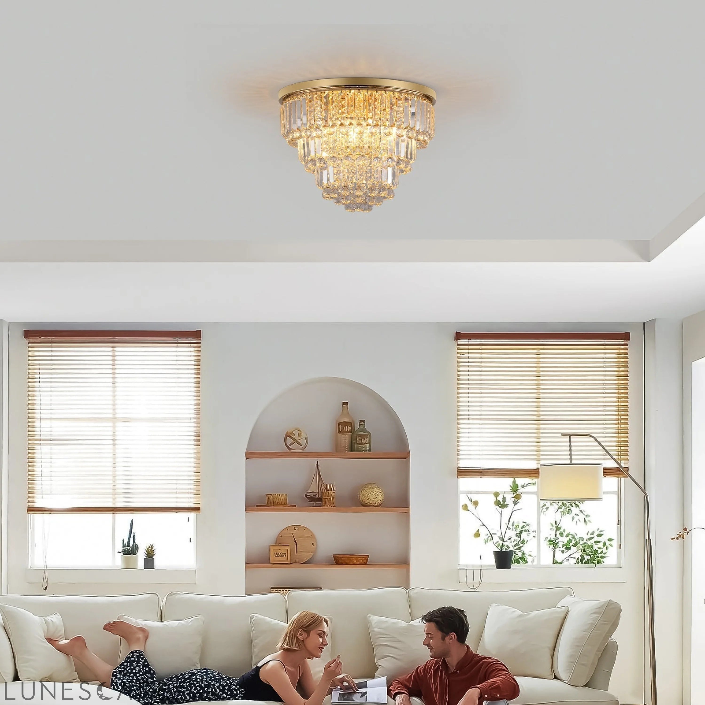 Gold luxury modern style crystal lights,large ceiling LUNESCAPE