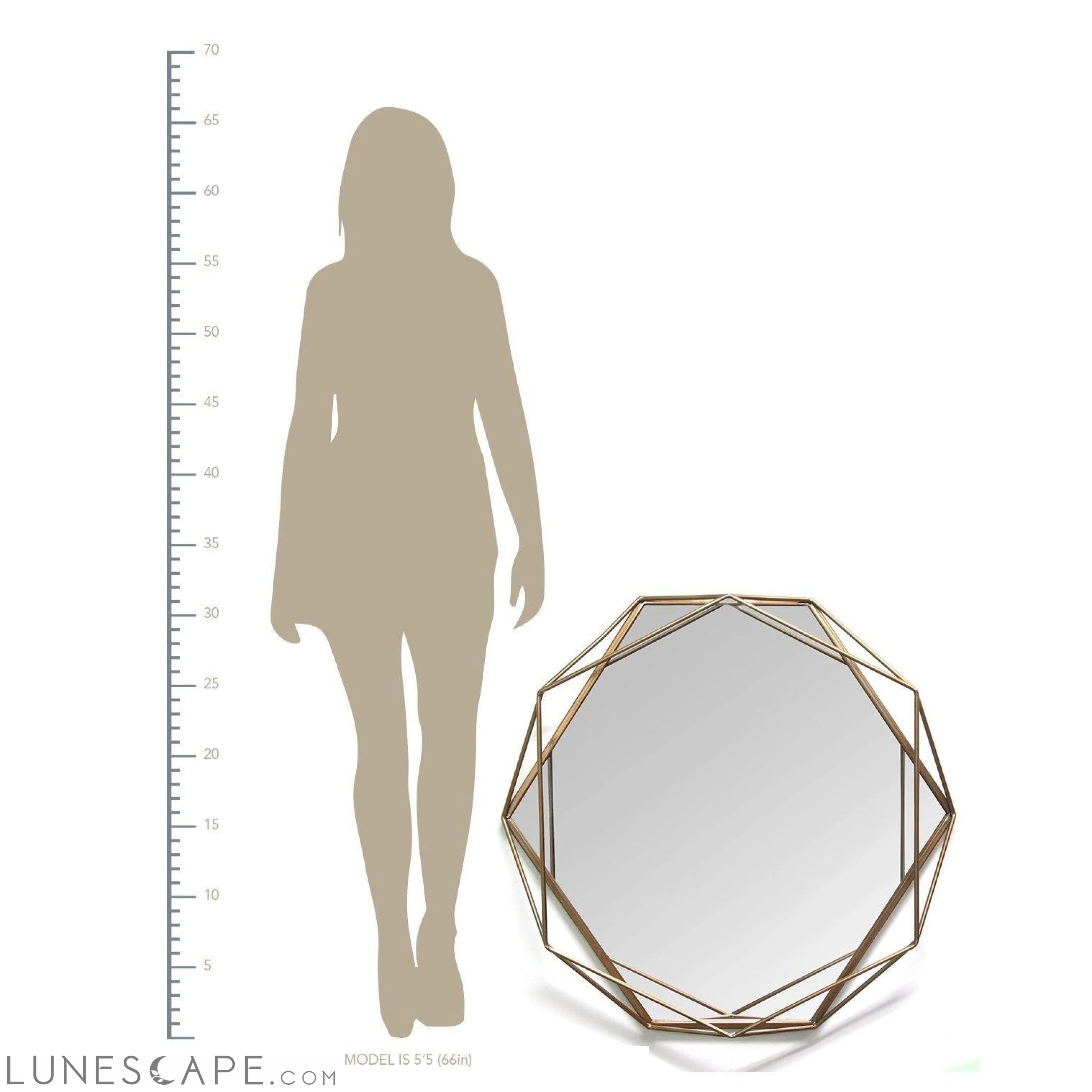 Gold Metal Octagon Framed Wall Mirror LUNESCAPE