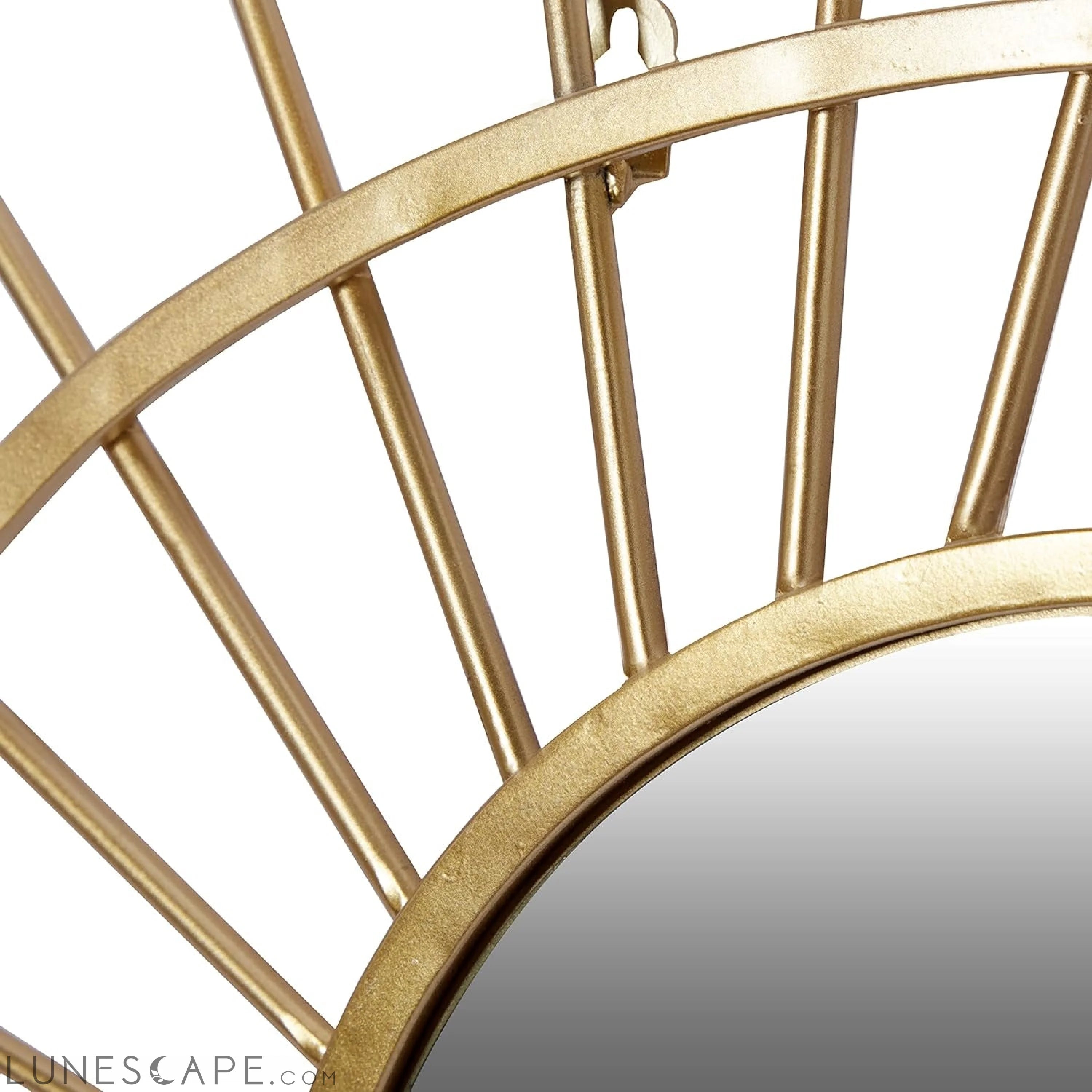 Gold Metal Round Wall Mirror, 22 x 1 x 34 LUNESCAPE