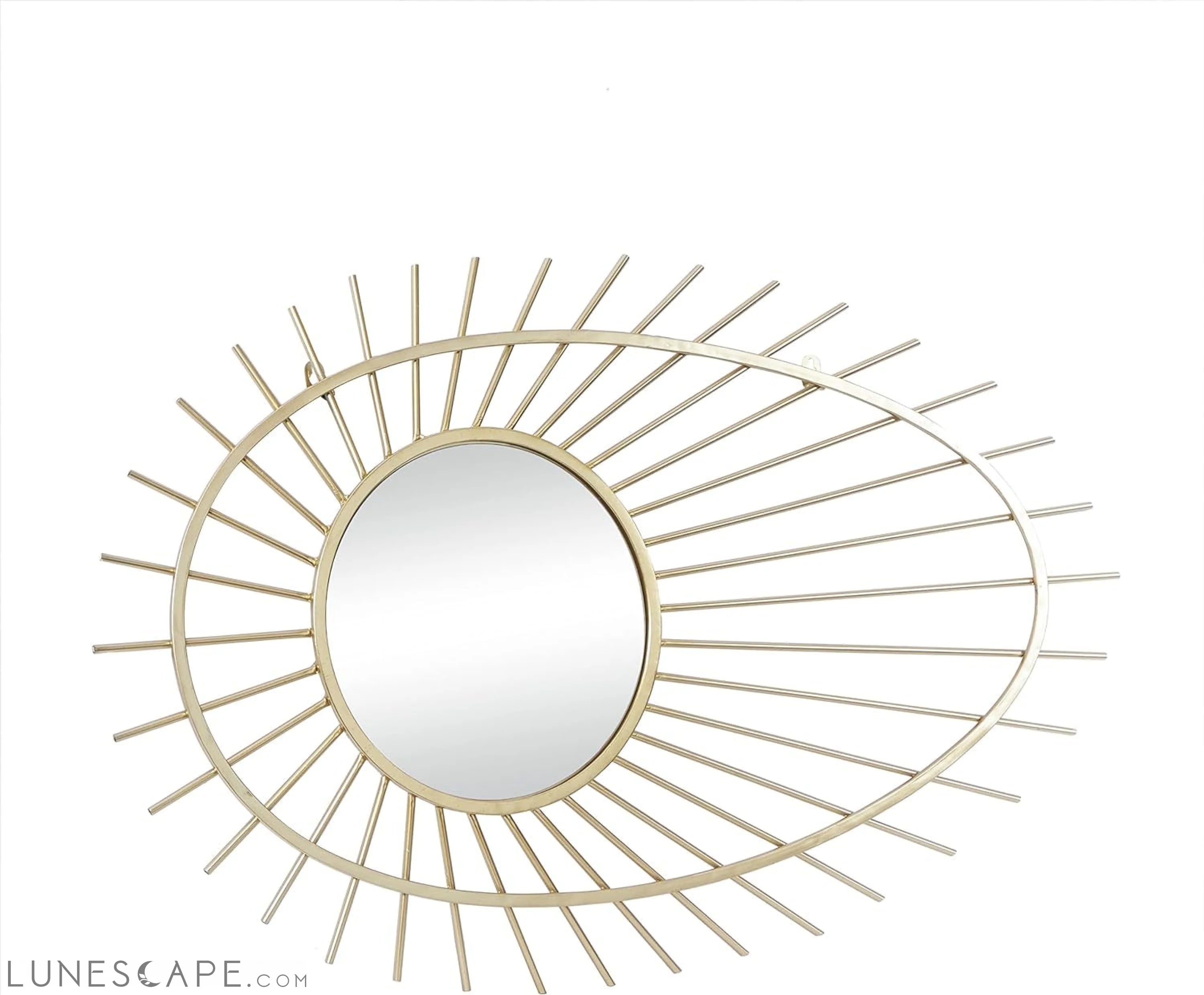 Gold Metal Round Wall Mirror, 22 x 1 x 34 LUNESCAPE